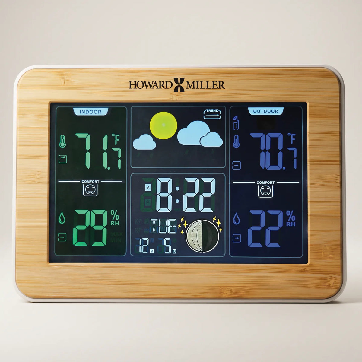 Howard Miller Bamboo Weather Station Alarm Clock 645846 - product view