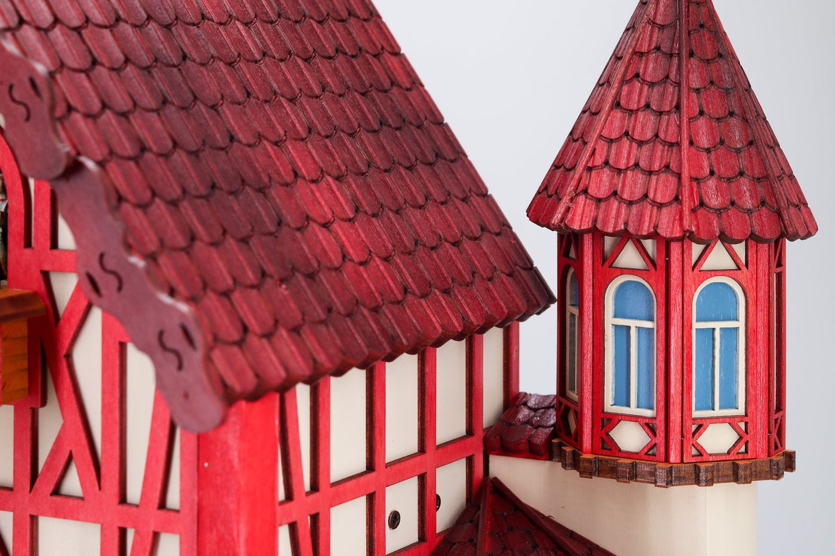 Anton Schneider 8TMT 1222/9 Town Hall Allmannsdorf cuckoo clock, detail view