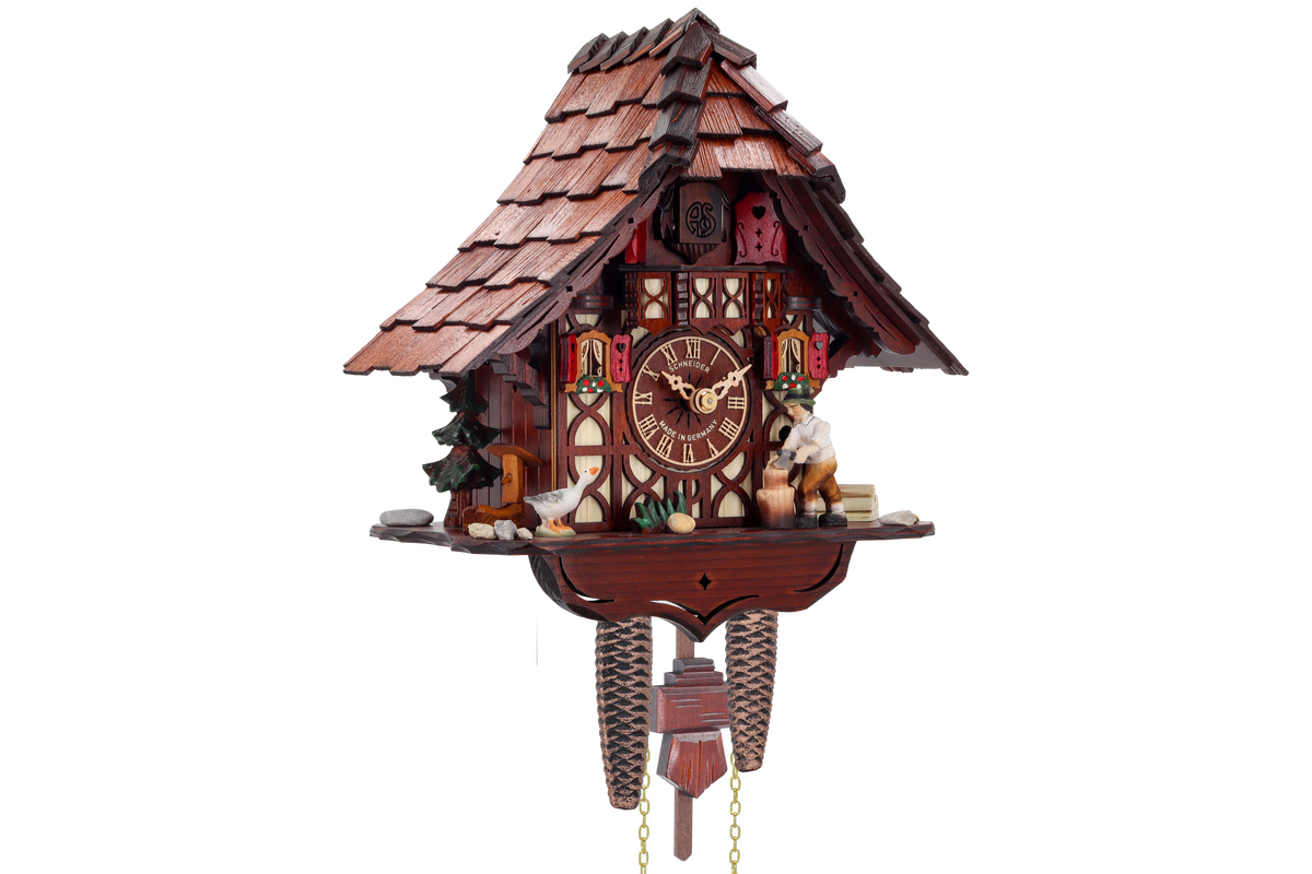Anton Schneider 1695/9 Woodchopper cuckoo clock, side view