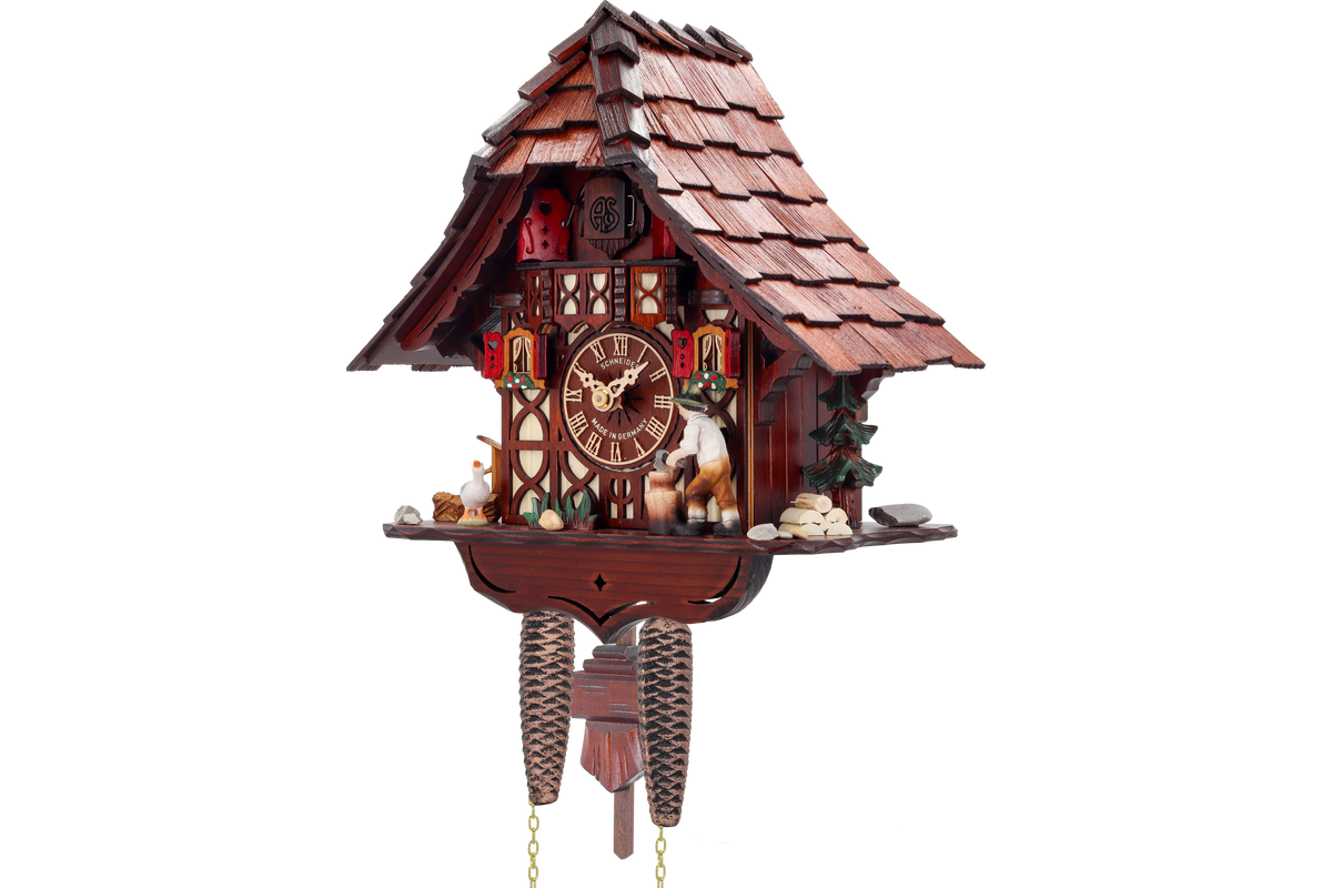 Anton Schneider 1695/9 Woodchopper cuckoo clock, side view