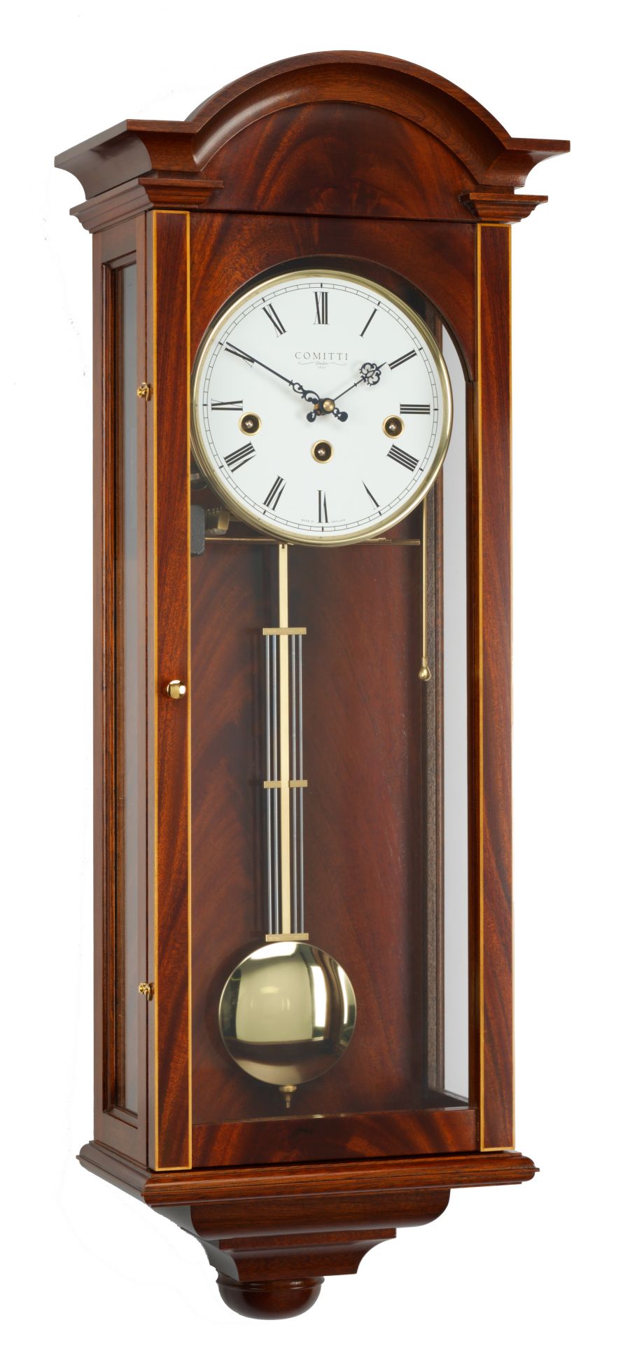 Comitti The Oxford Wall Clock – Mahogany – front view