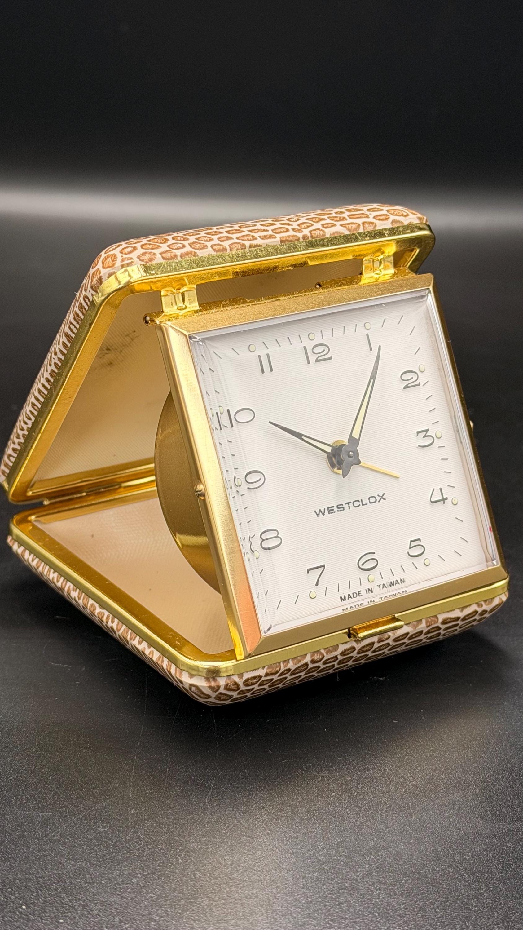 Vintage Westclox Travel Alarm Clock – Folding Case, Mechanical Wind Up (1970s)