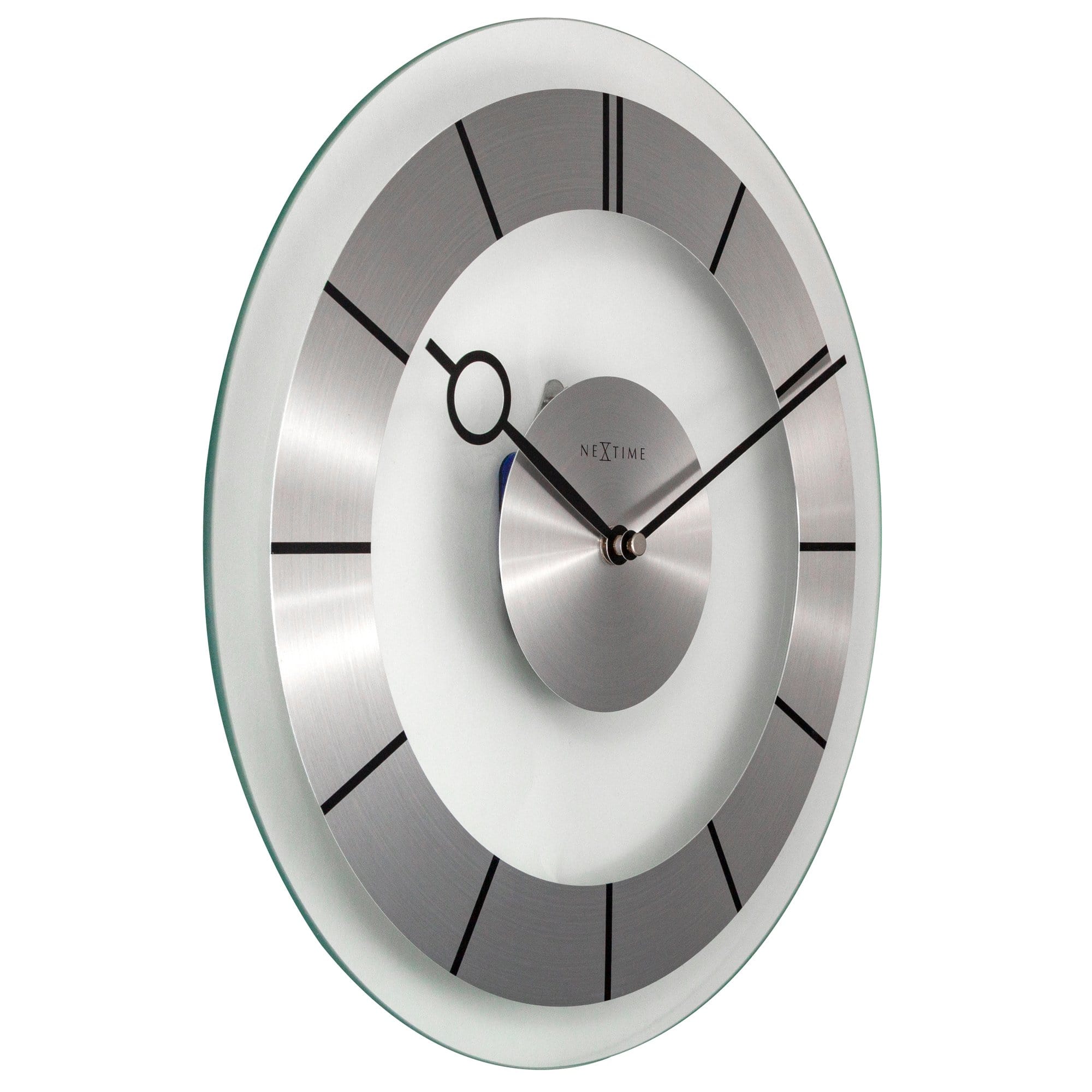 Mid- Century Modern Clear Glass Wall Clock, Silent, 12.2 inch - "Retro"