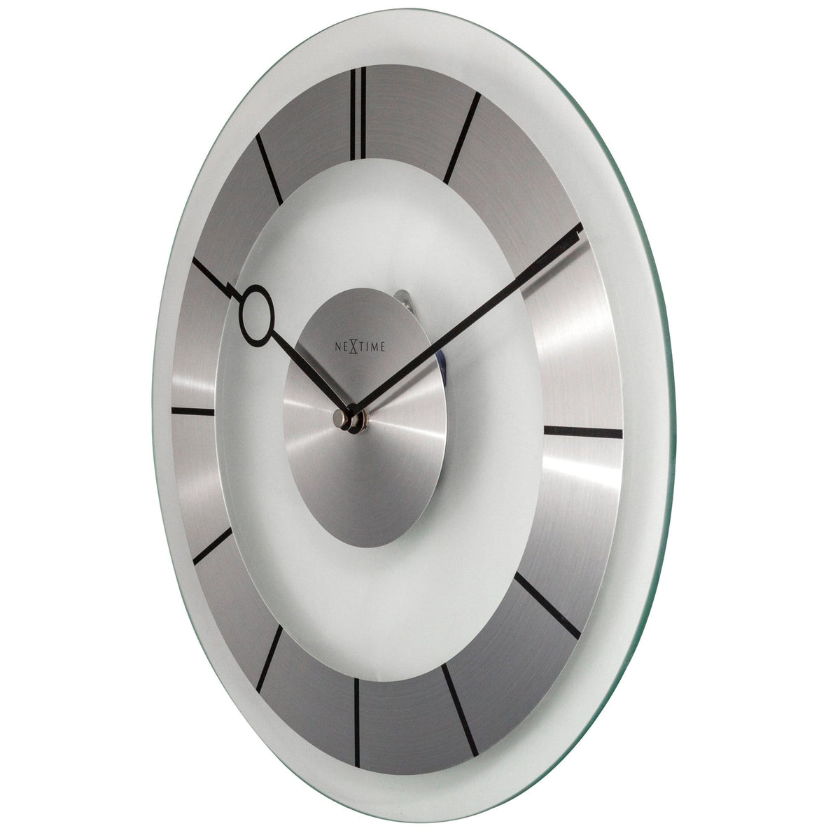 Mid- Century Modern Clear Glass Wall Clock, Silent, 12.2 inch - "Retro"