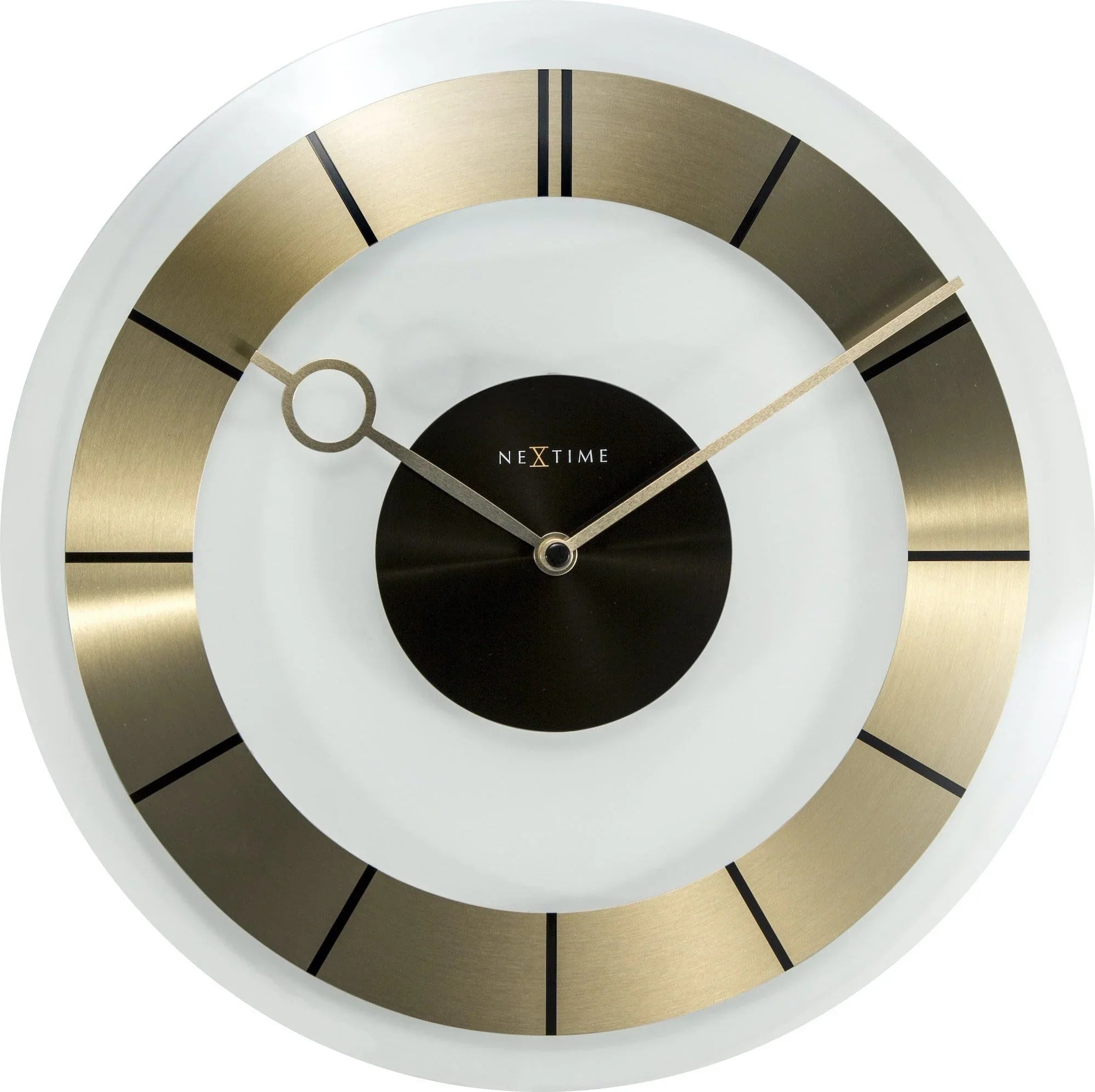 Mid- Century Modern Clear Glass Wall Clock, Silent, 12.2 inch - "Retro"