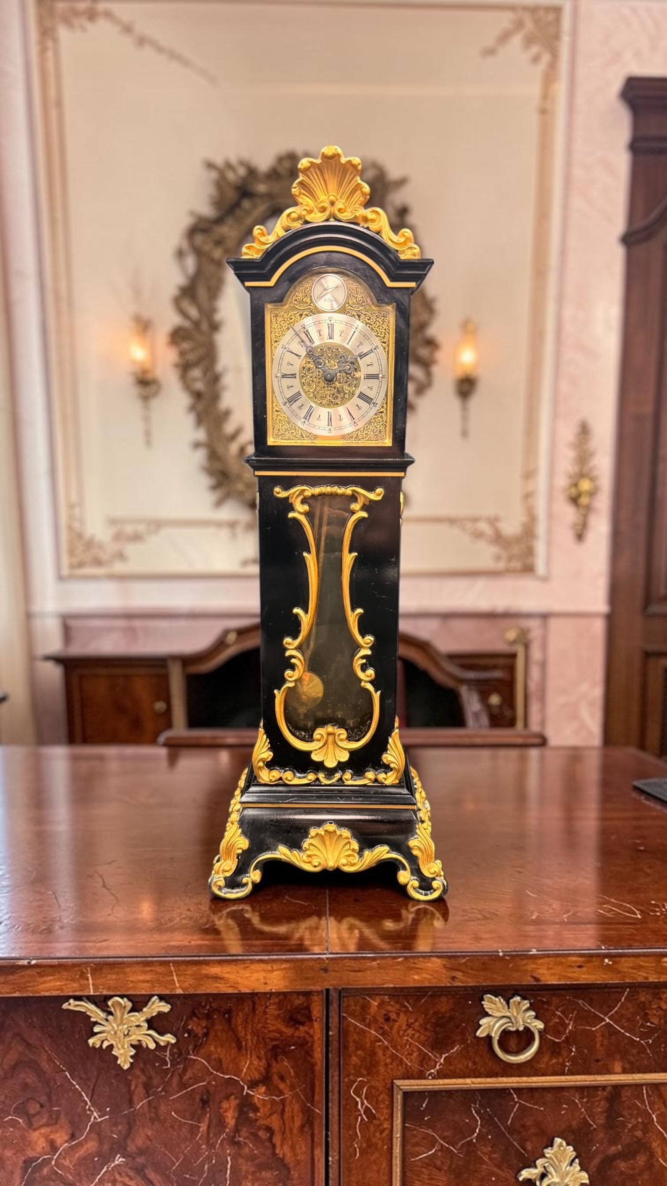 Schmid Miniature Grandfather Clock – West Germany 8-Day Mechanical Key Wind