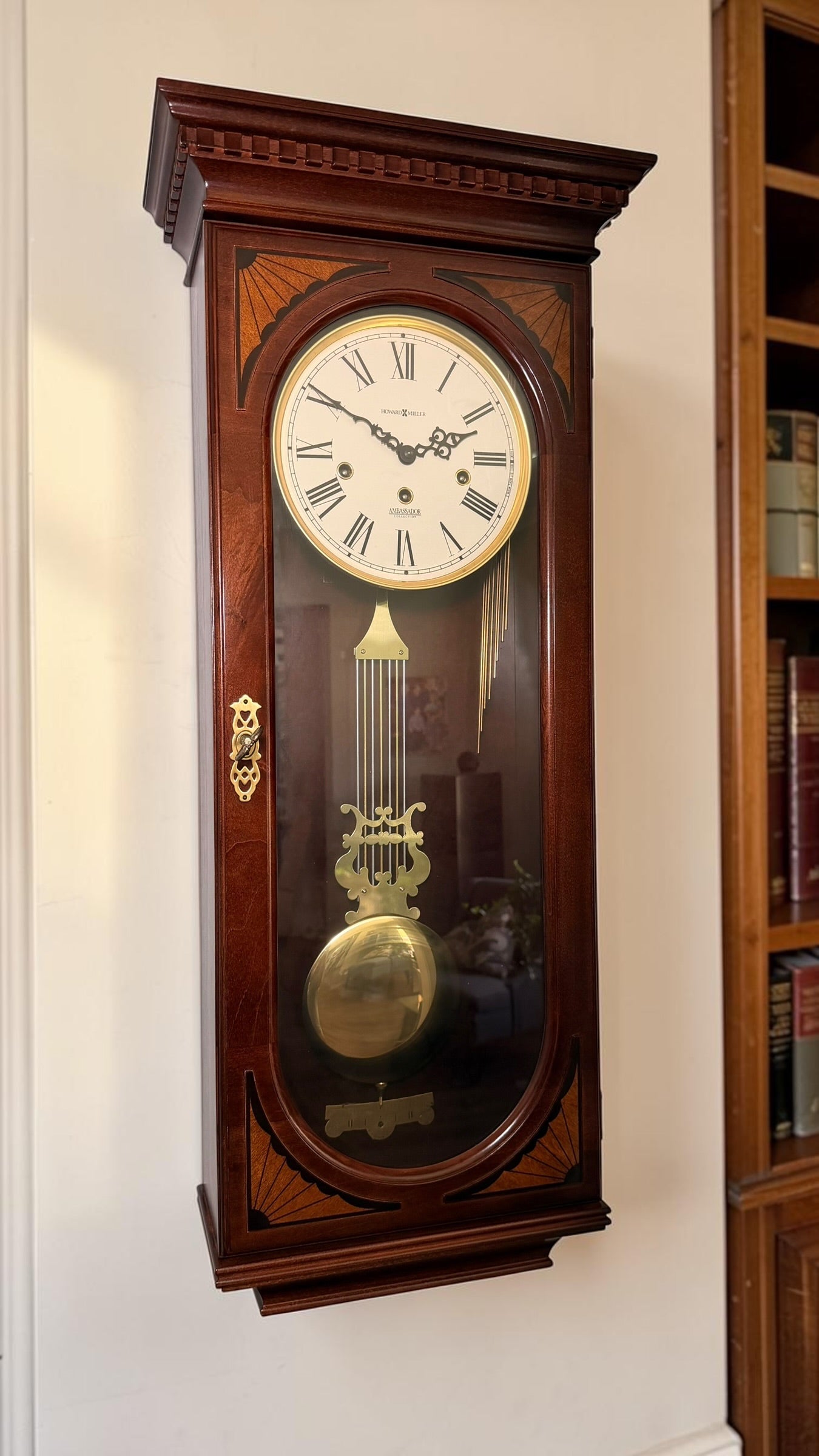 Howard Miller Lewis Triple Chime Wall Clock | Hermle Mechanical Movement | Ambassador Collection | Like New