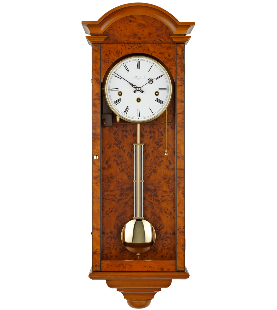 Comitti The Oxford Wall Clock – Burr Yew – front view
