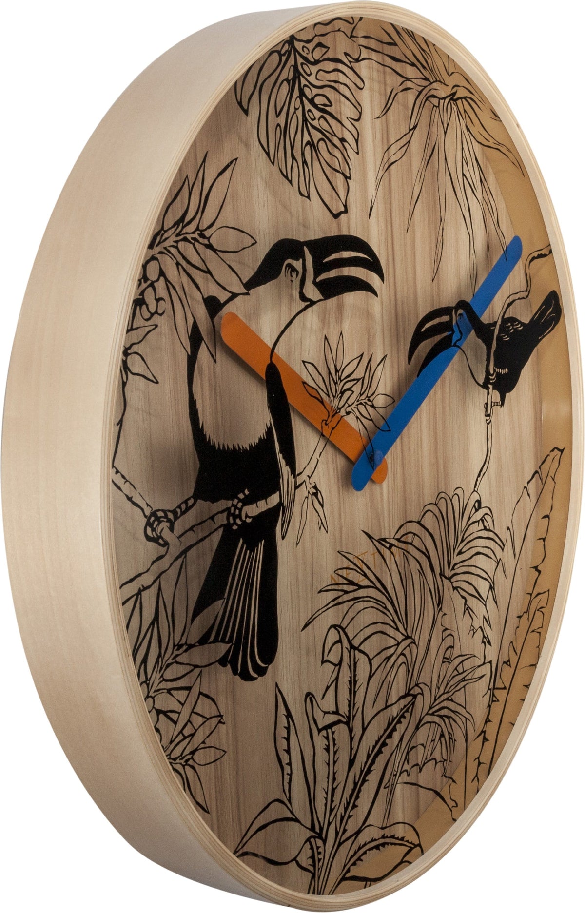 3230 Tropical Birds Wood Wall Clock
