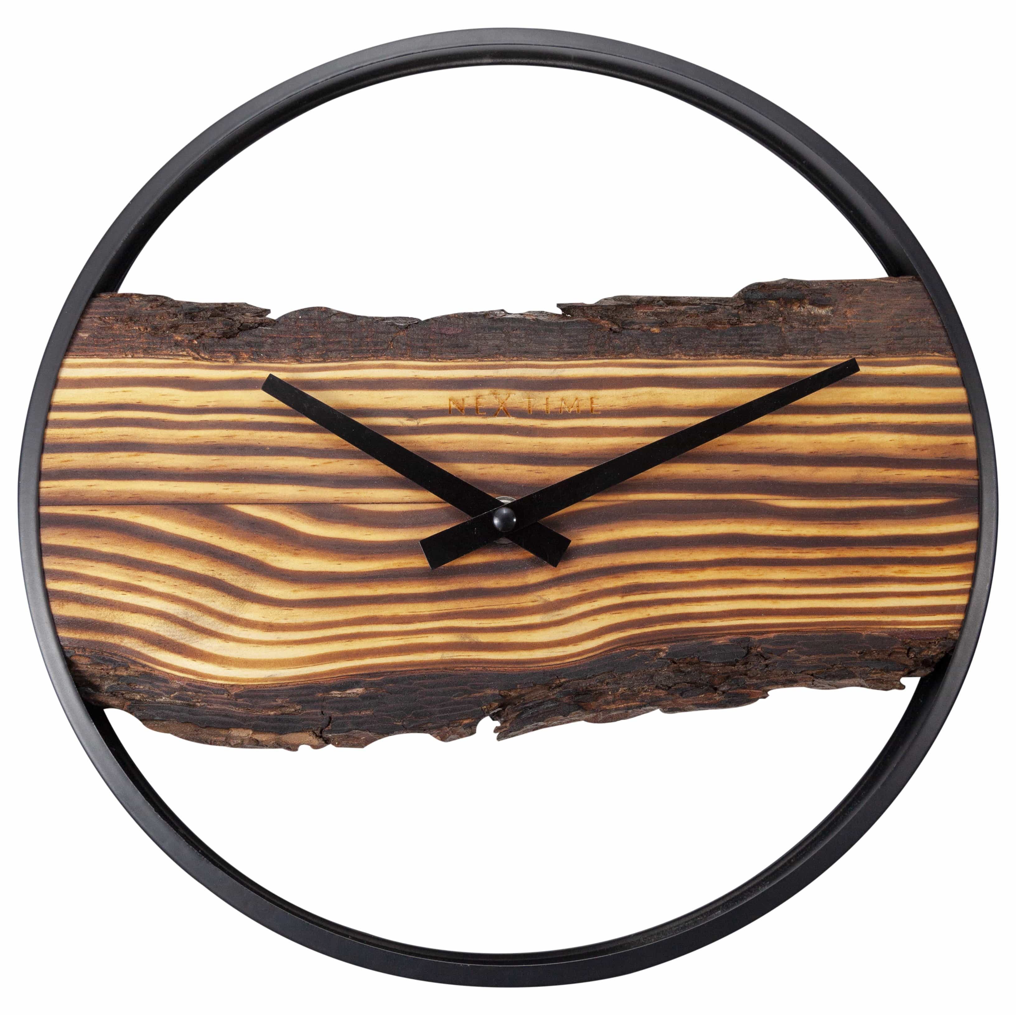 Forest Wall Clock - Real wood dial, robust metal frame - 17.75 Inches - (NeXtime 3263BR)
