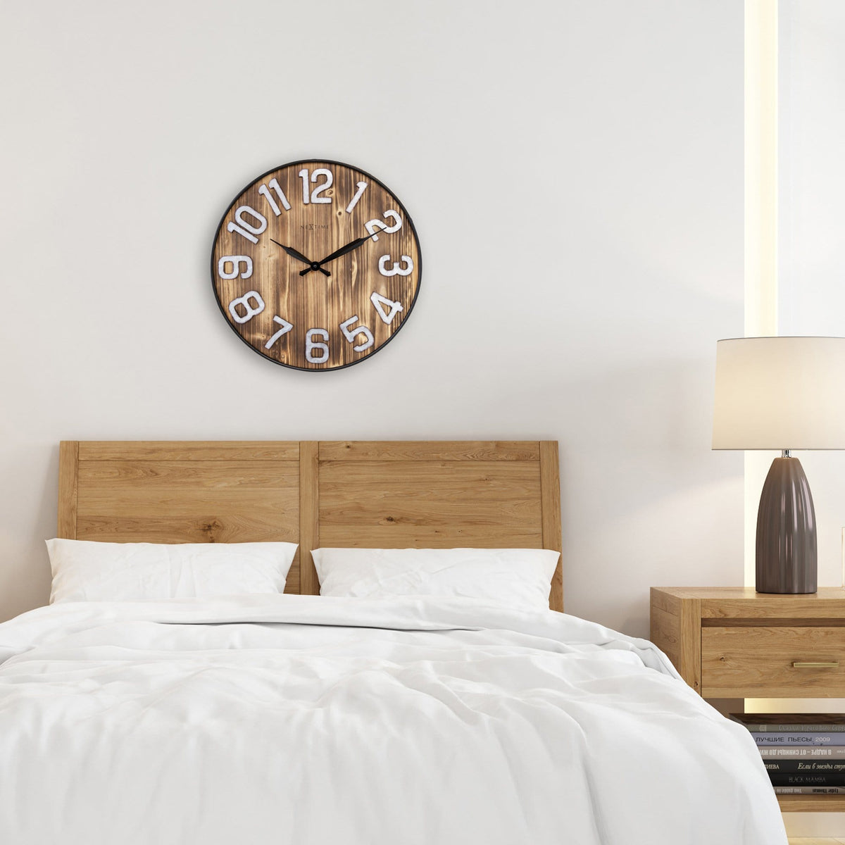 Aberdeen Large Wall Clock - Wood and Metal - 19.5 Inches - (NeXtime 3277BR)
