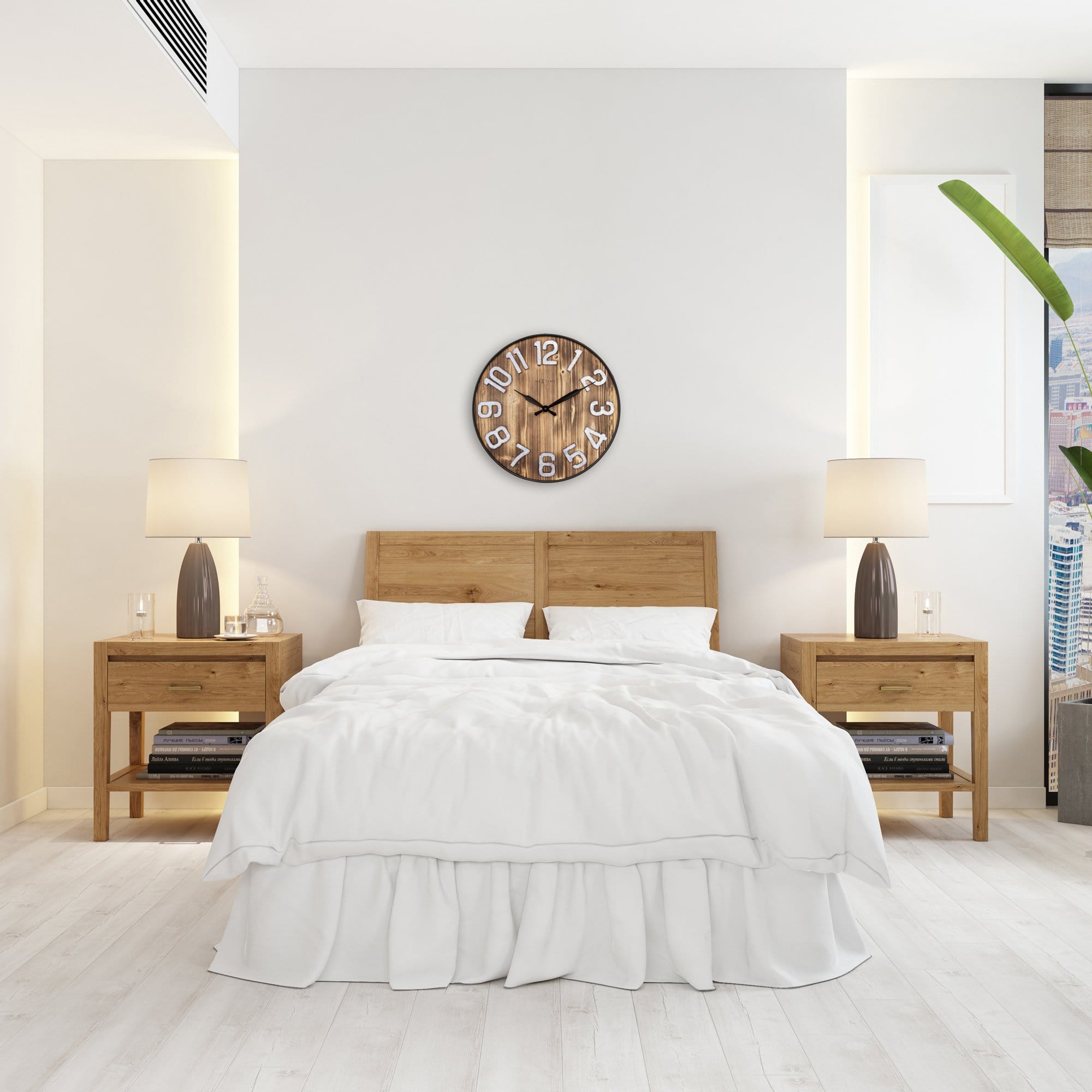Aberdeen Large Wall Clock - Wood and Metal - 19.5 Inches - (NeXtime 3277BR)