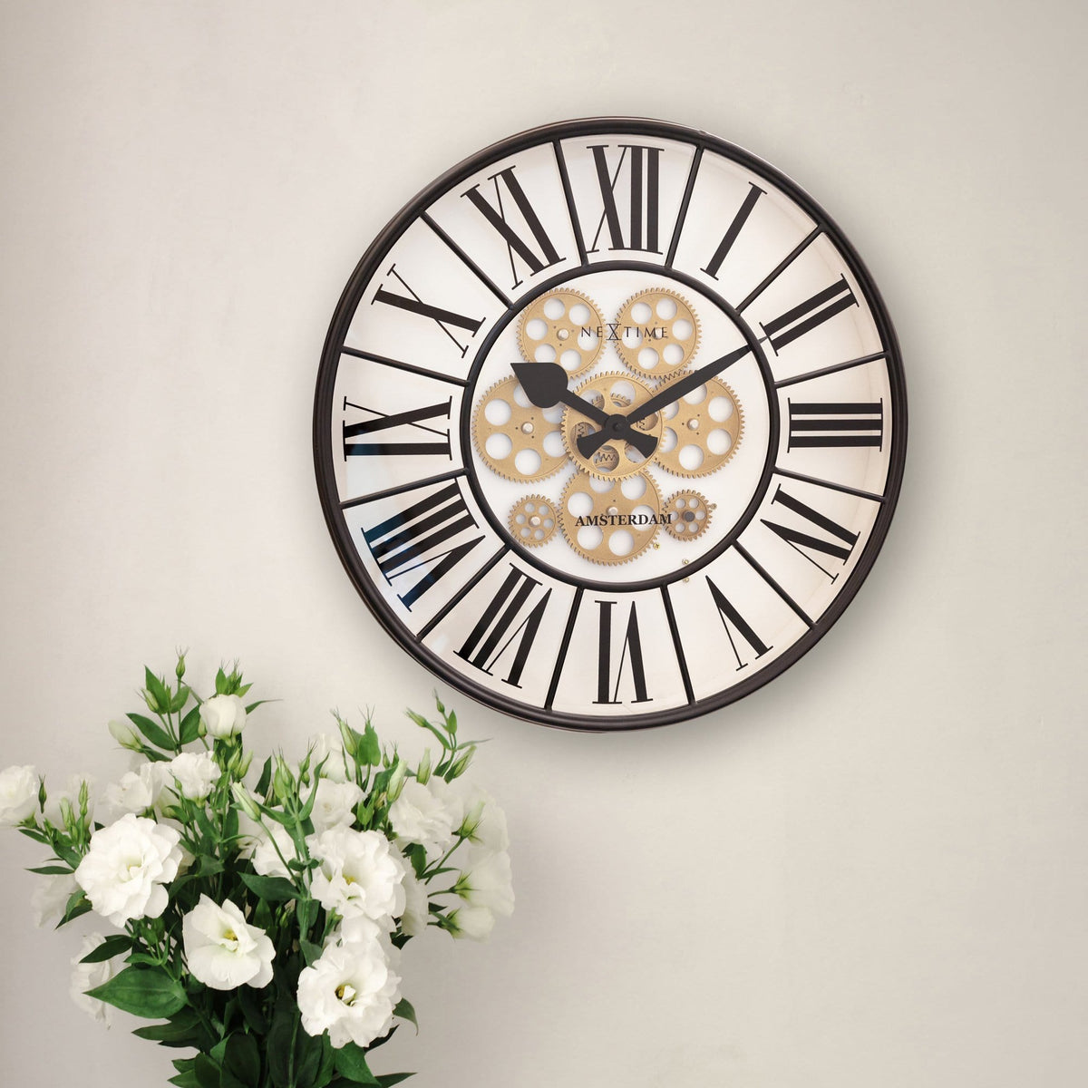 William Moving Gear Wall Clock - Modern Industrial Design - 19.7 Inch - (NeXtime 3283)