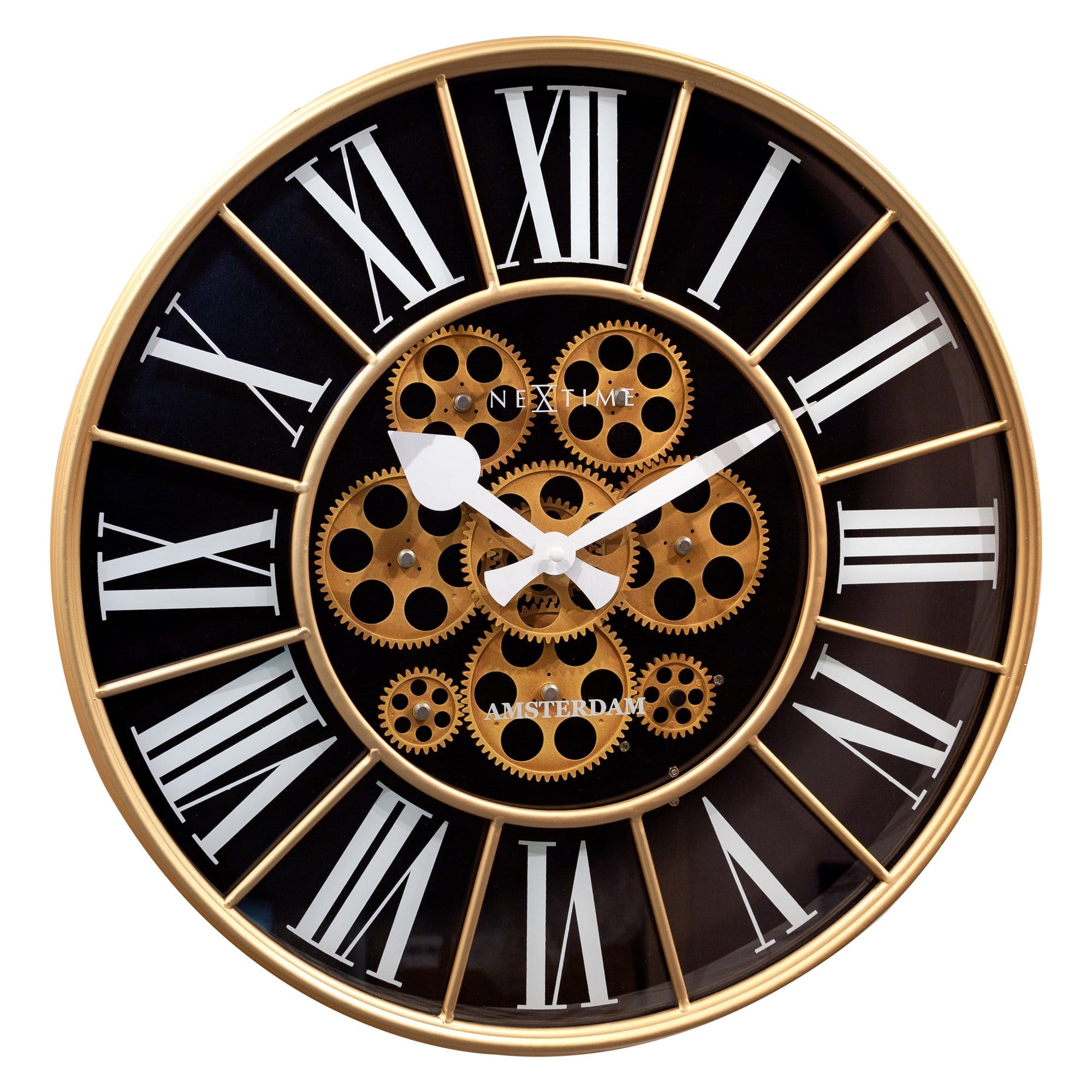 William Moving Gear Wall Clock - Modern Industrial Design - 19.7 Inch - (NeXtime 3283)
