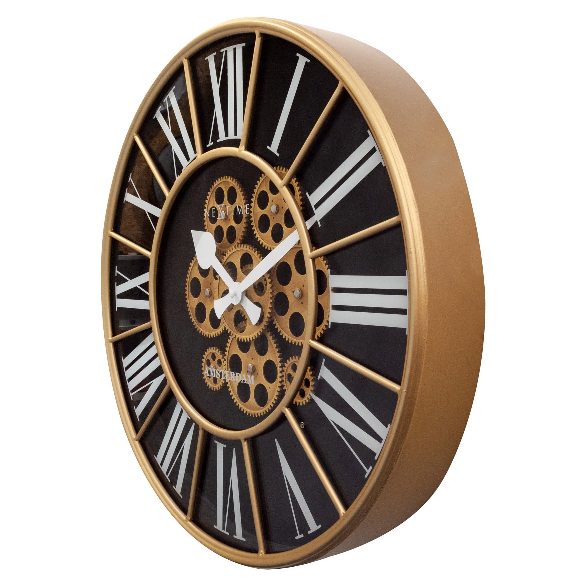 William Moving Gear Wall Clock - Modern Industrial Design - 19.7 Inch - (NeXtime 3283)