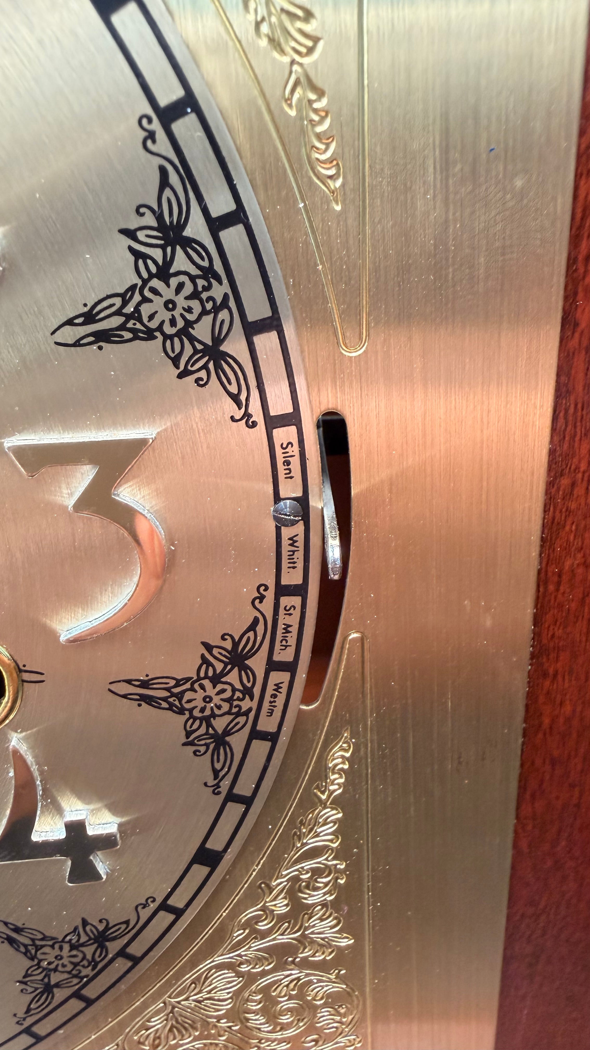 Harrington House Triple Chime Bracket Clock Franz Hermle 1051-020 Mechanical Movement Beveled Glass Germany