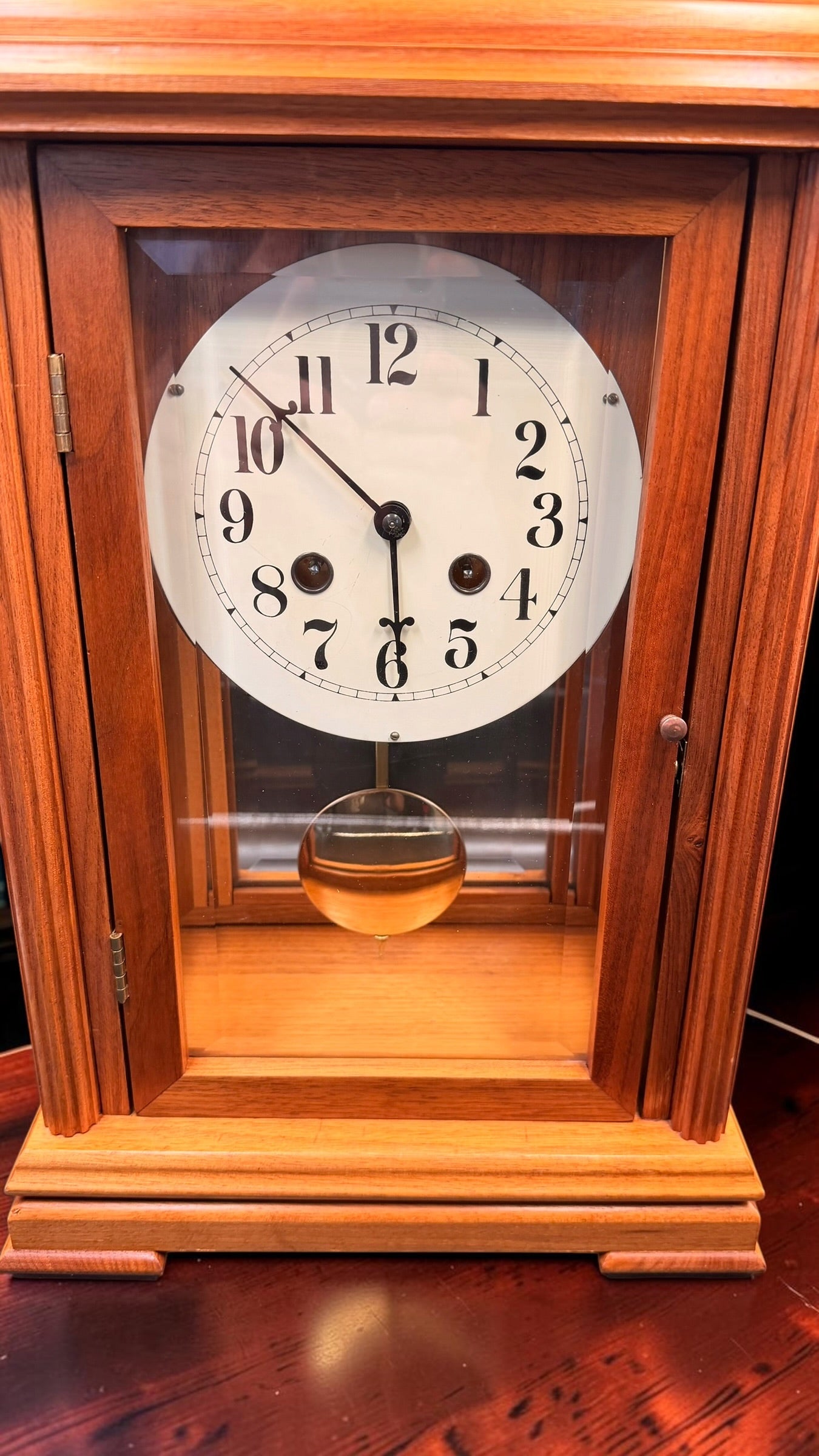 Mason & Sullivan Mechanical Mantel Clock | Freshly Serviced Hermle West Germany Bim-Bam Movement | Beveled Glass