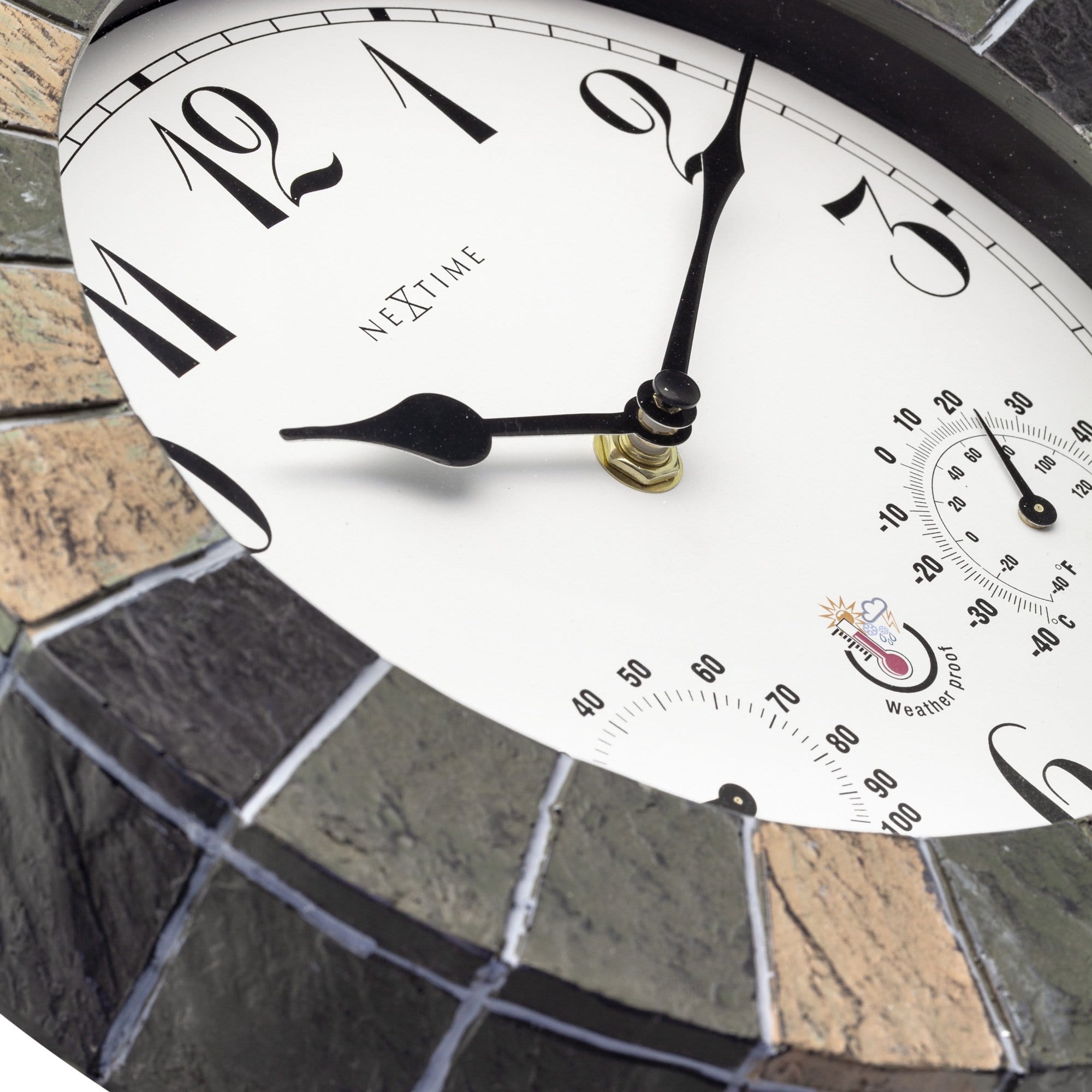 Outdoor Wall Clock with Temperature & Humidity Display, Stone-Look "Aster"