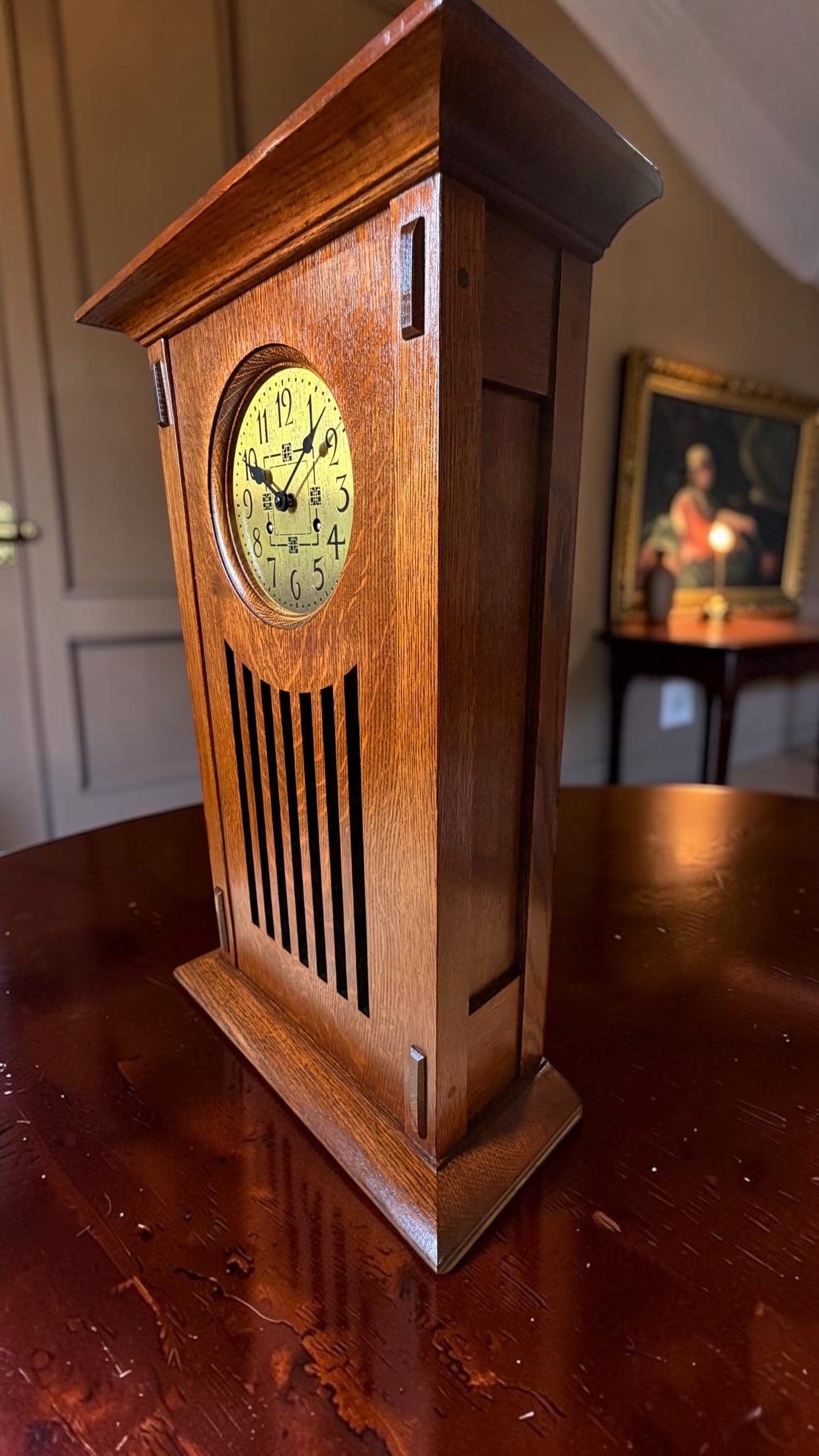 Stickley Wedding Mantel Clock | Mission Oak Onondaga Hermle Mechanical Movement