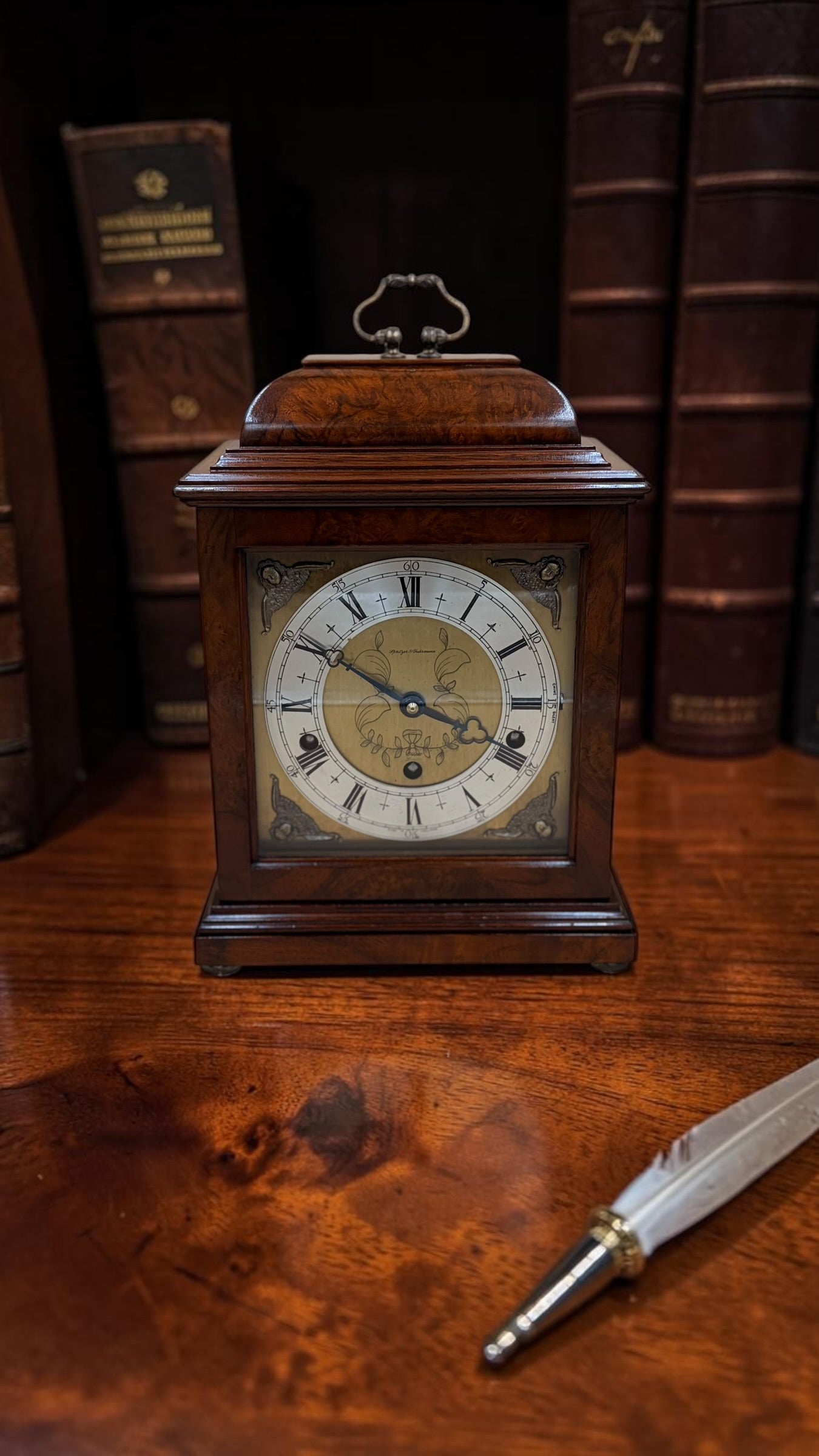 Elliott of London Bracket Clock – Burr Walnut Westminster Whittington Chime