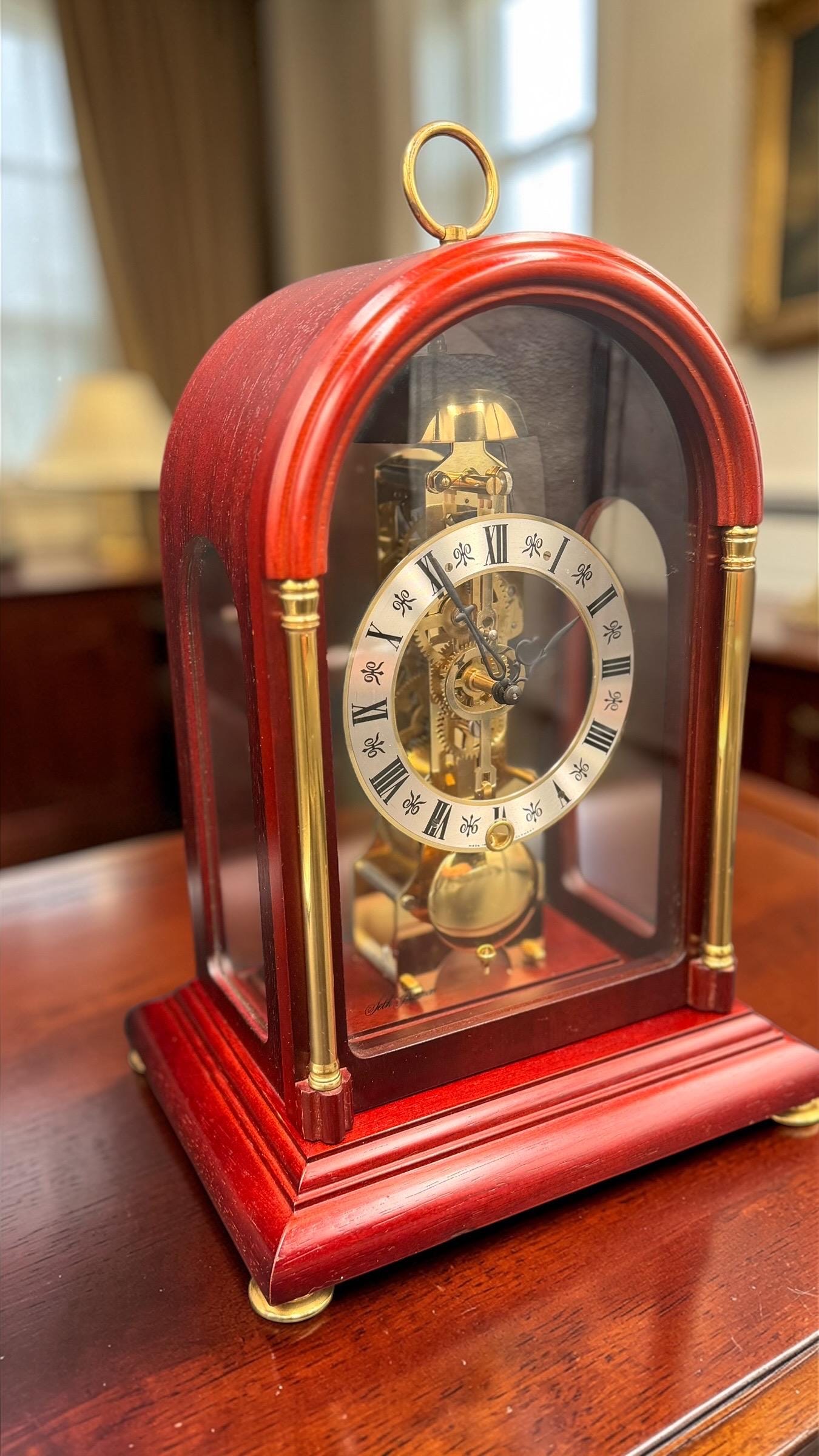 Seth Thomas Skeleton Clock – Hermle Movement, Mahogany Case