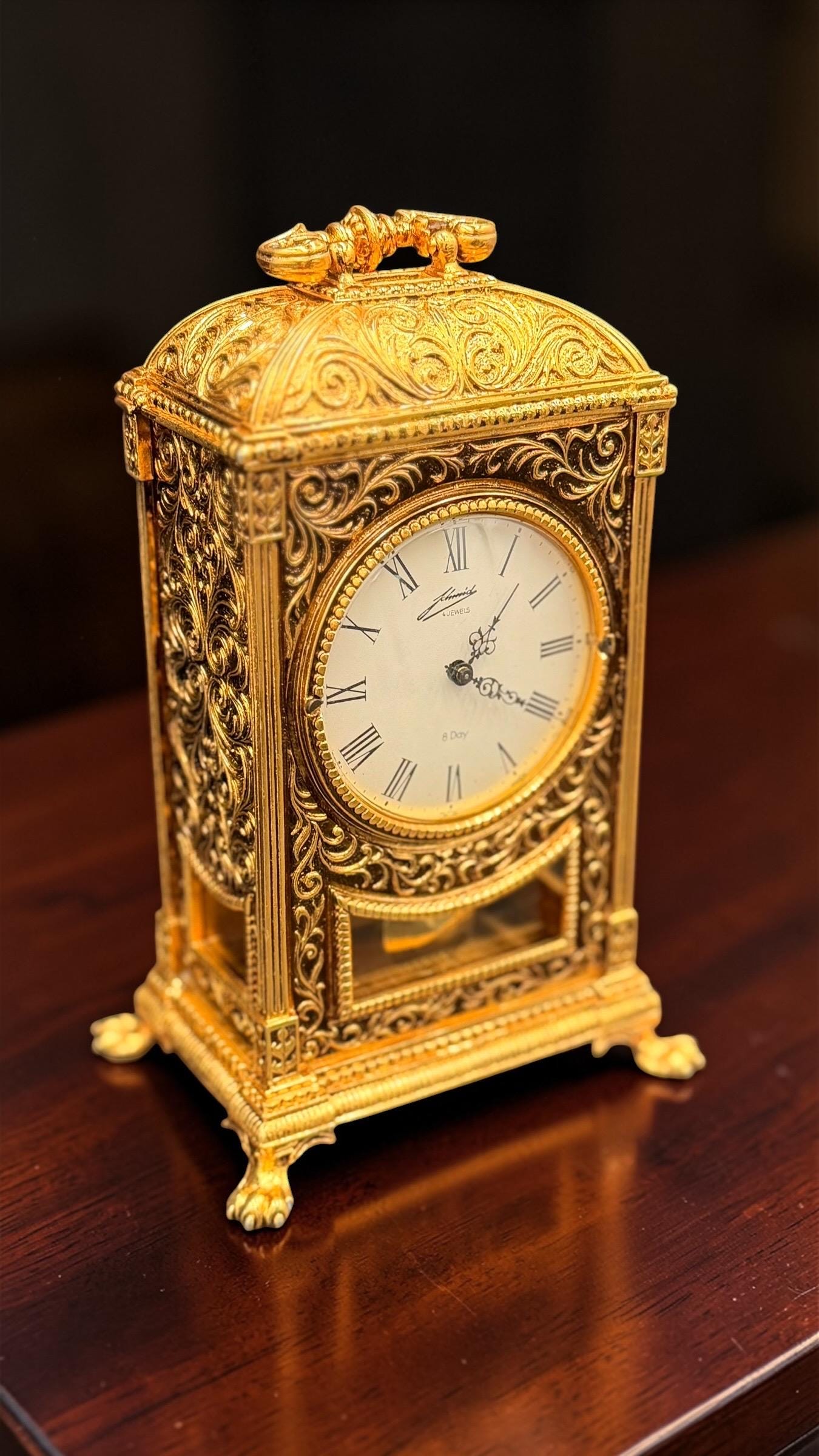 Schmid 8-Day Mechanical Brass Mantel Clock – detail image 6
