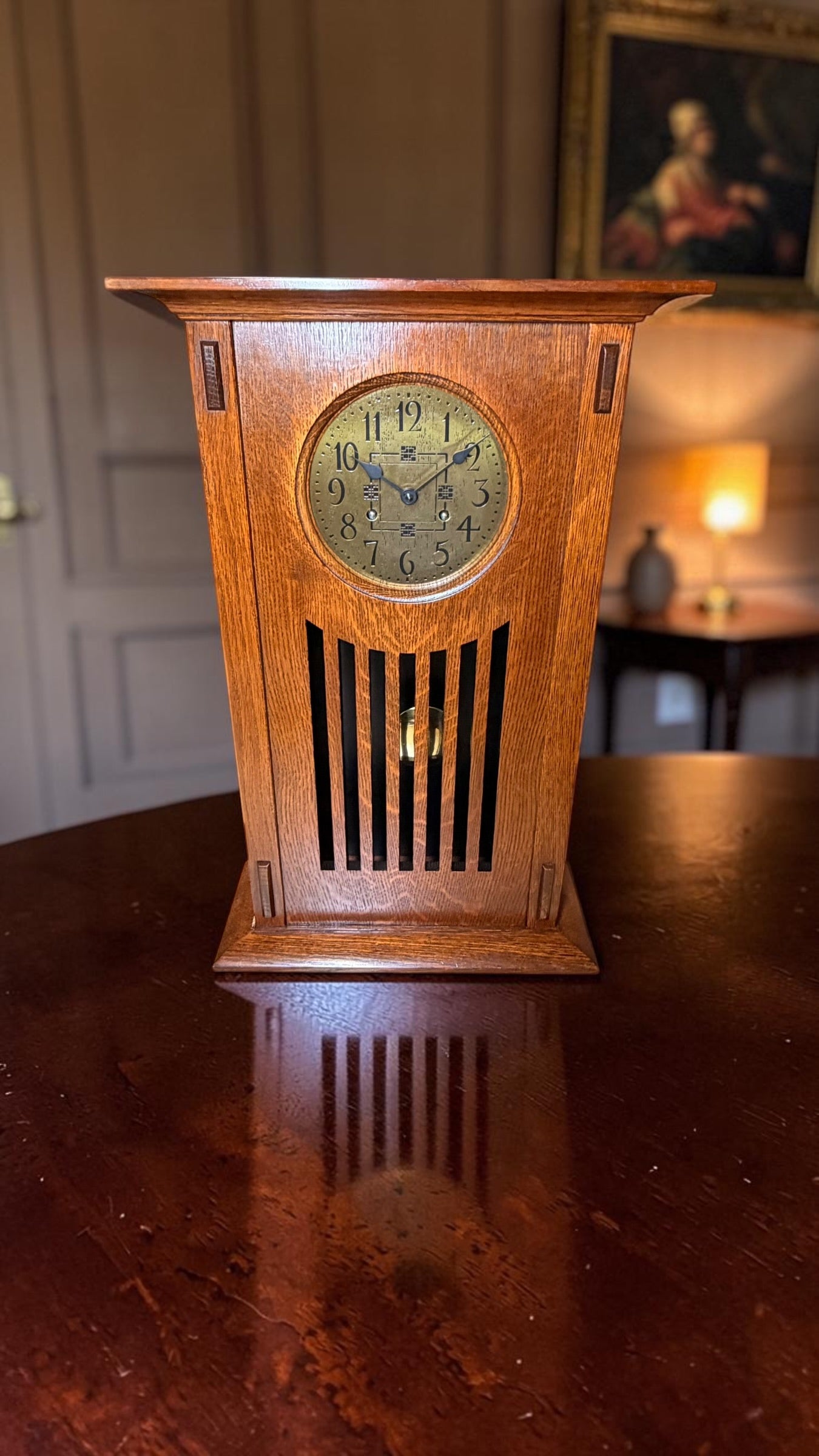 Stickley Wedding Mantel Clock | Mission Oak Onondaga Hermle Mechanical Movement