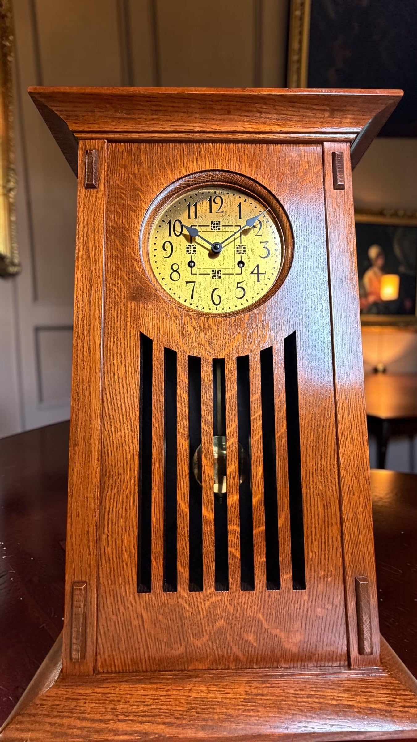 Stickley Wedding Mantel Clock | Mission Oak Onondaga Hermle Mechanical Movement