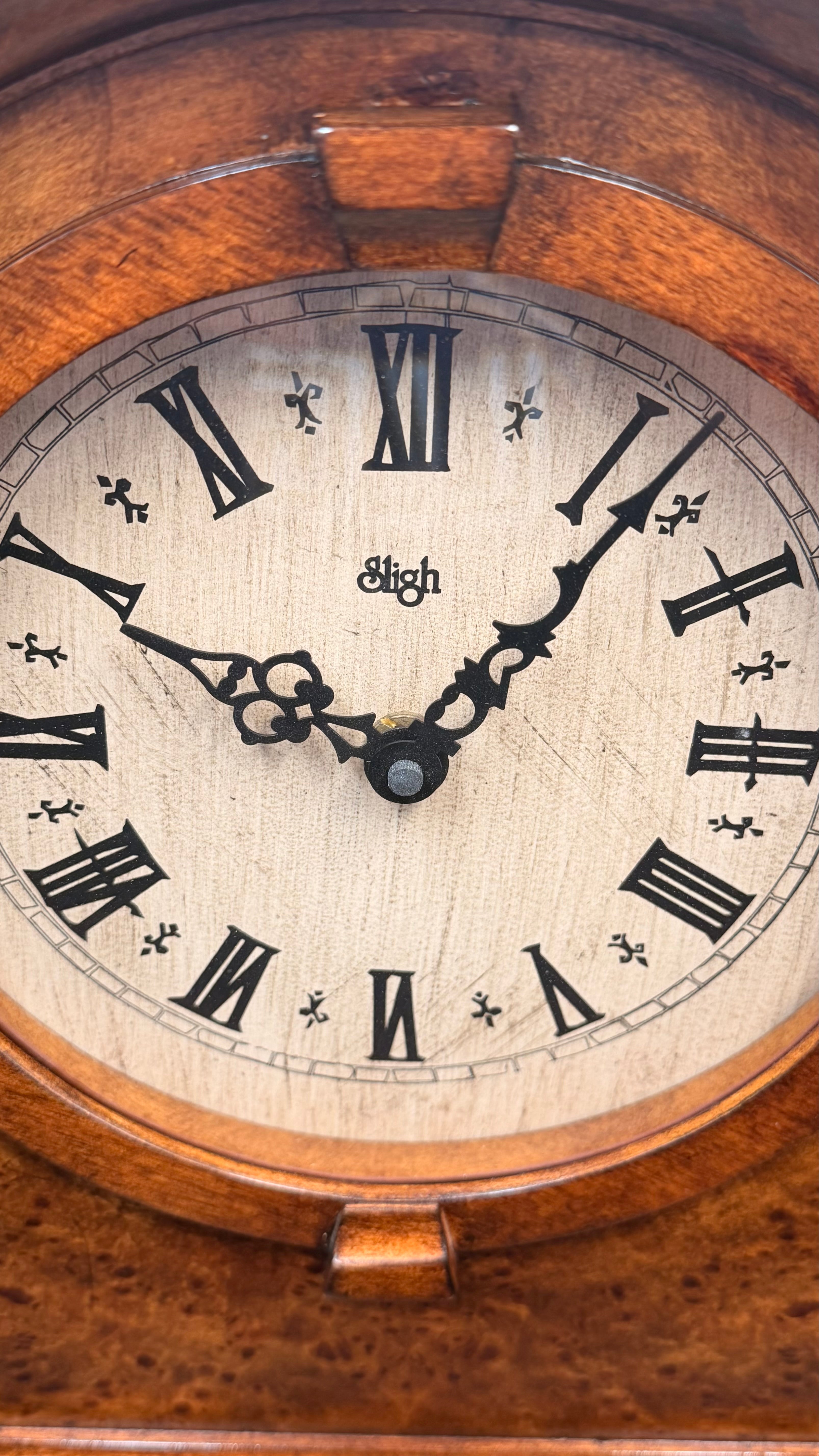 Vintage Sligh Quartz Mantel Clock Hermle Dual Chime Westminster Ave Maria Auto Night Shutoff
