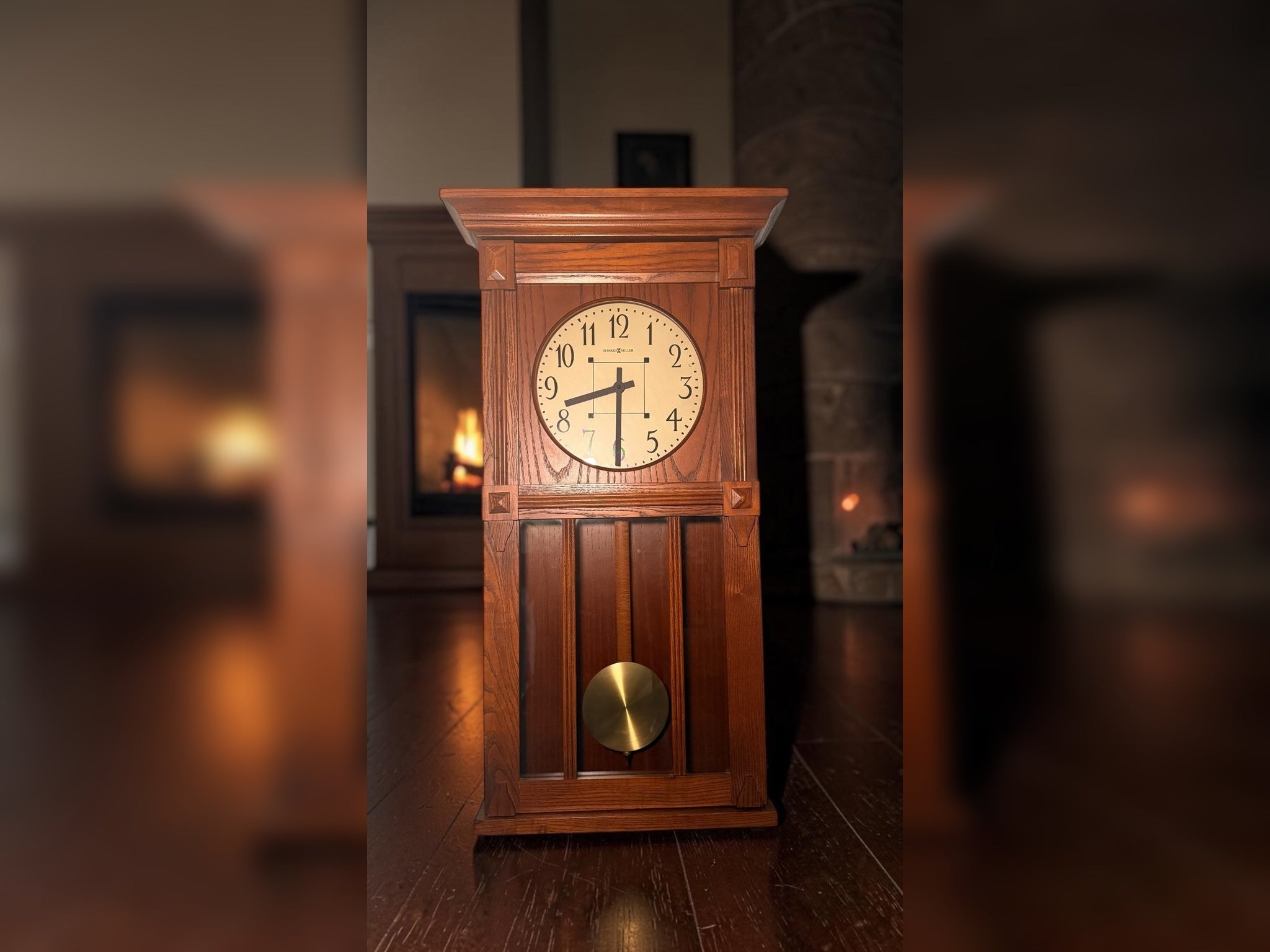 Howard Miller Ashbee II Wall Clock – Mission Oak Pendulum Dual Chime