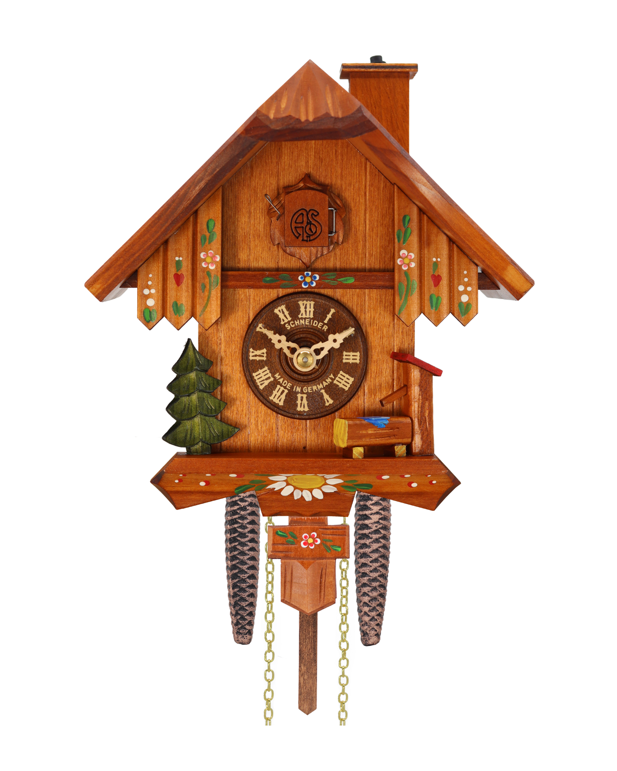 Anton Schneider 7063/10 Flower Cottage cuckoo clock, front view