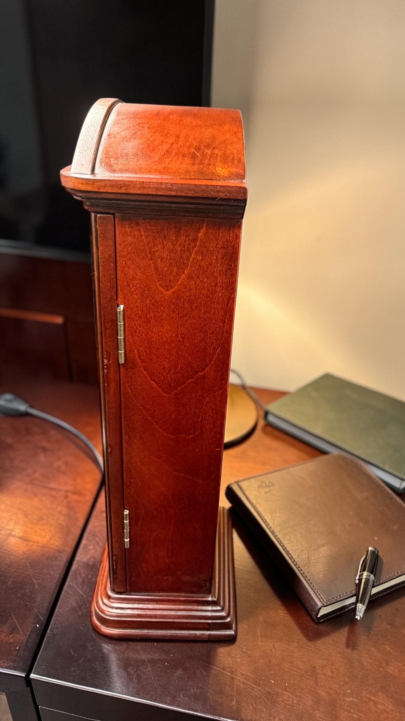 Bulova Cherry Wood Quartz Calendar Mantel Clock