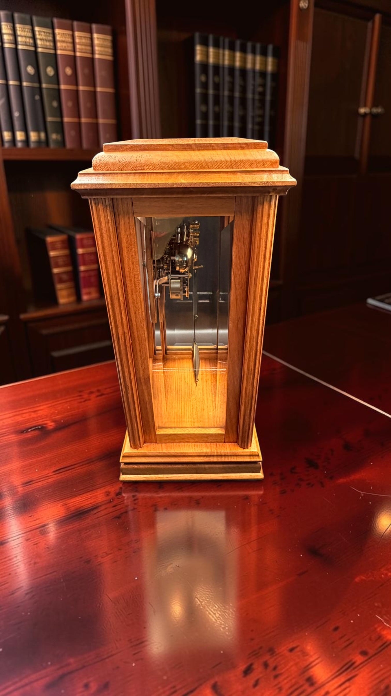 Mason & Sullivan Mechanical Mantel Clock | Freshly Serviced Hermle West Germany Bim-Bam Movement | Beveled Glass