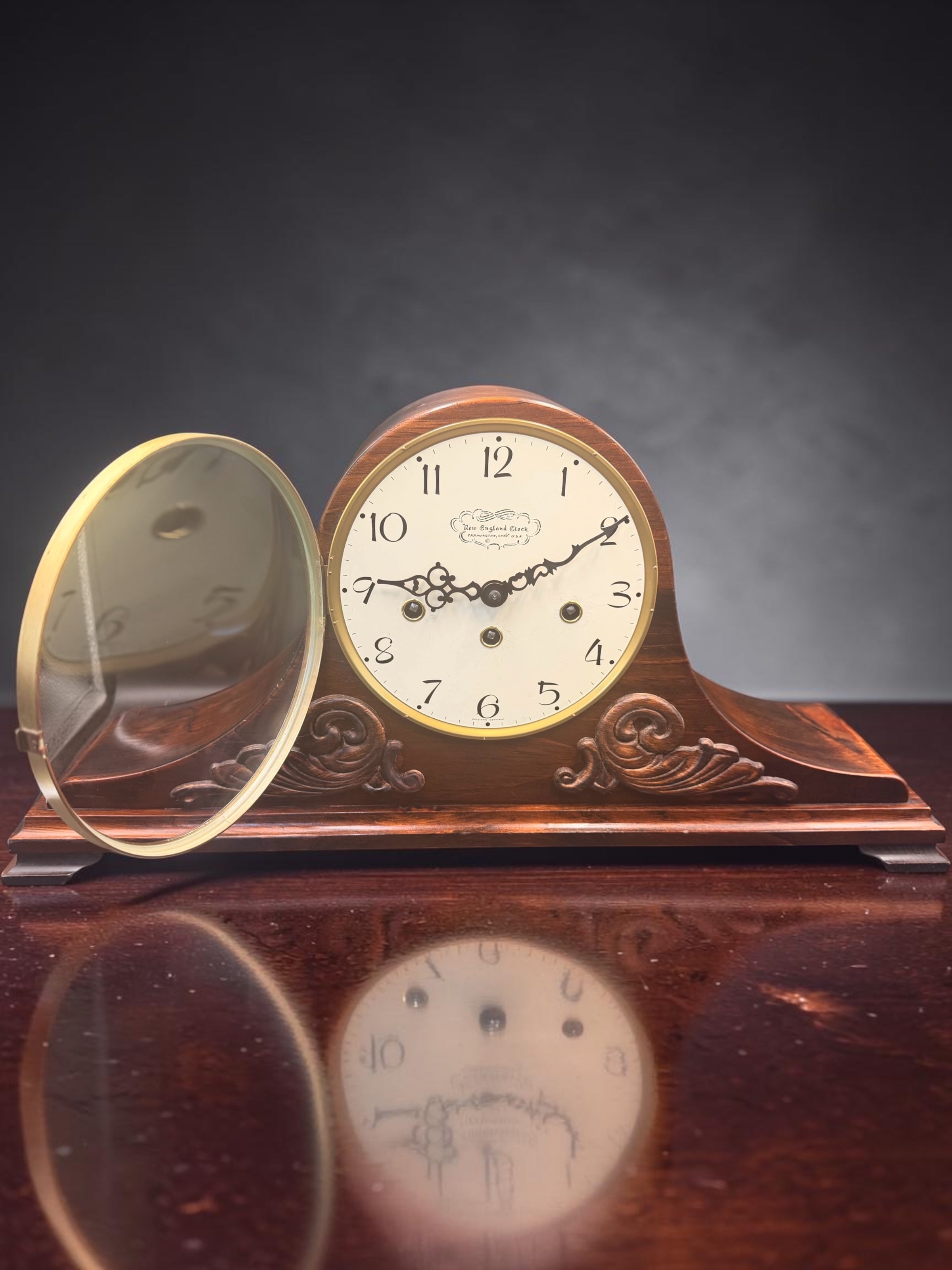 New England Clock Tambour Mantel Clock – Hermle Westminster Chime Movement