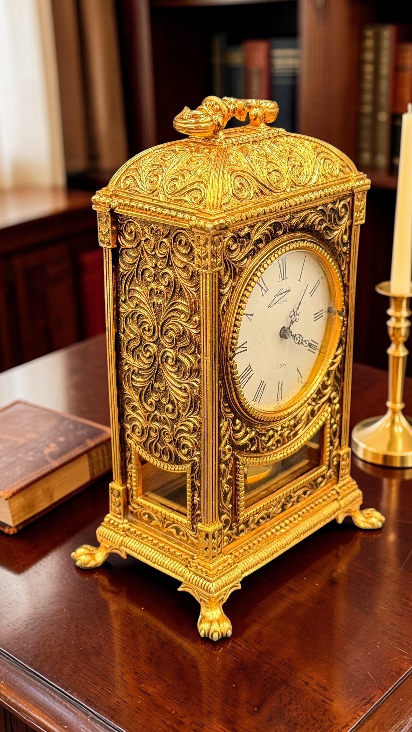 Schmid 8-Day Mechanical Brass Mantel Clock – detail image 8