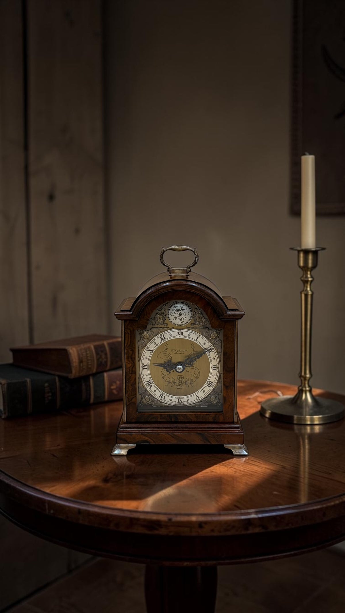 Vintage Elliott of London Burr Walnut Bracket Clock – Freshly Serviced