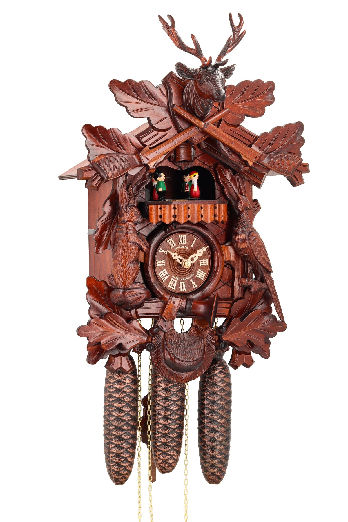 Anton Schneider 8TMT 275/9 Cervus Regalis cuckoo clock, side view