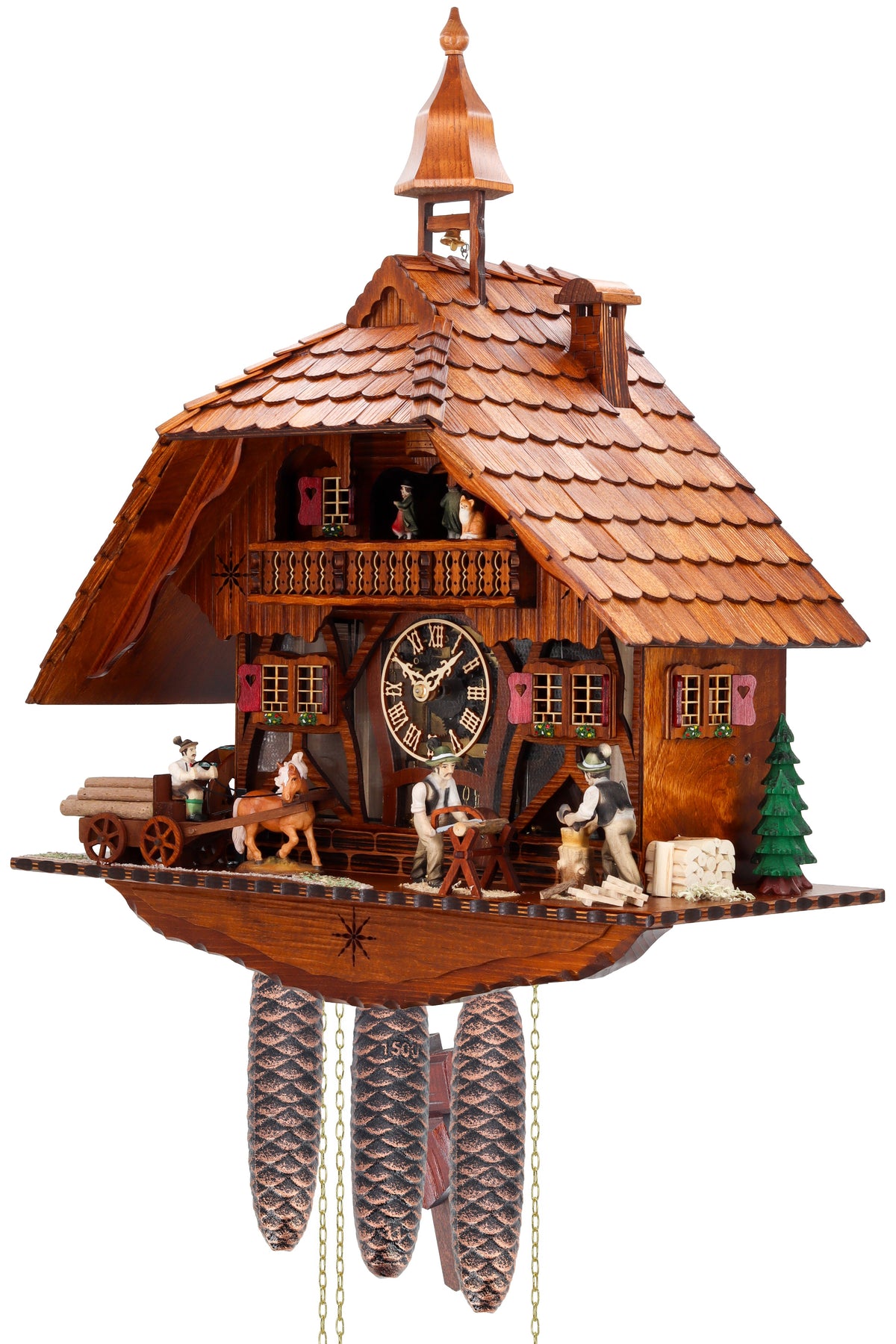 Anton Schneider 8TMT 1595/9 Sawmill cuckoo clock, side view