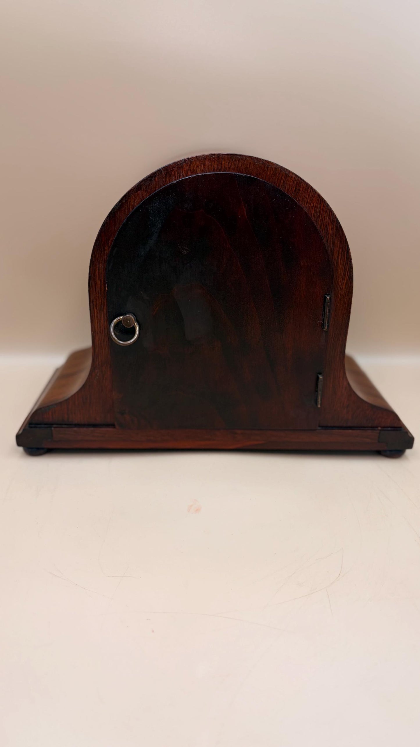 Antique German H.A.C. Mantel Clock c.1920s–30s – Walnut Tambour – Untouched & Working