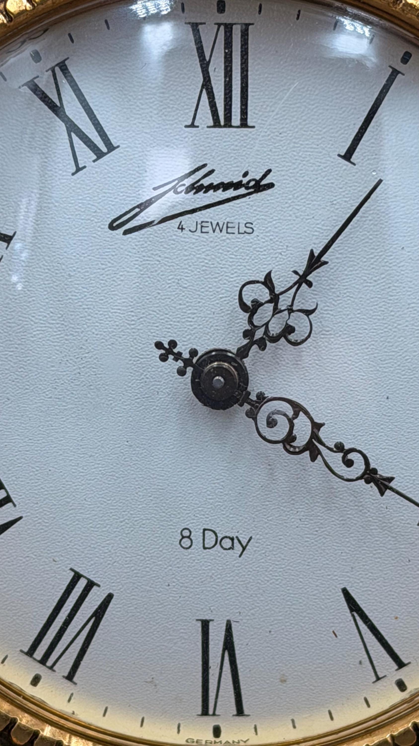 Schmid 8-Day Mechanical Brass Mantel Clock – detail image 4