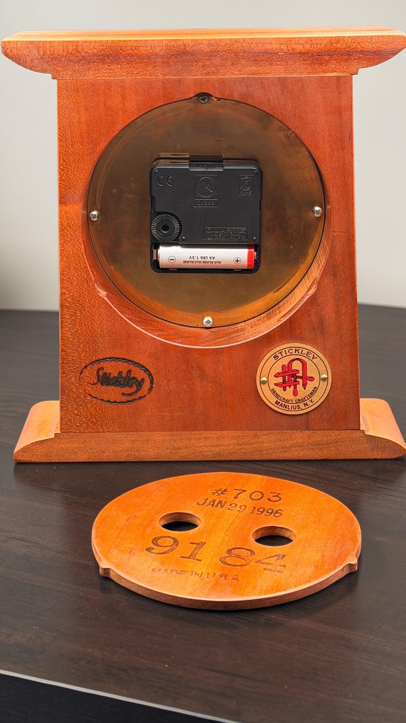 Stickley Mission Oak Mantel Clock – Arts & Crafts Style – Quartz Movement