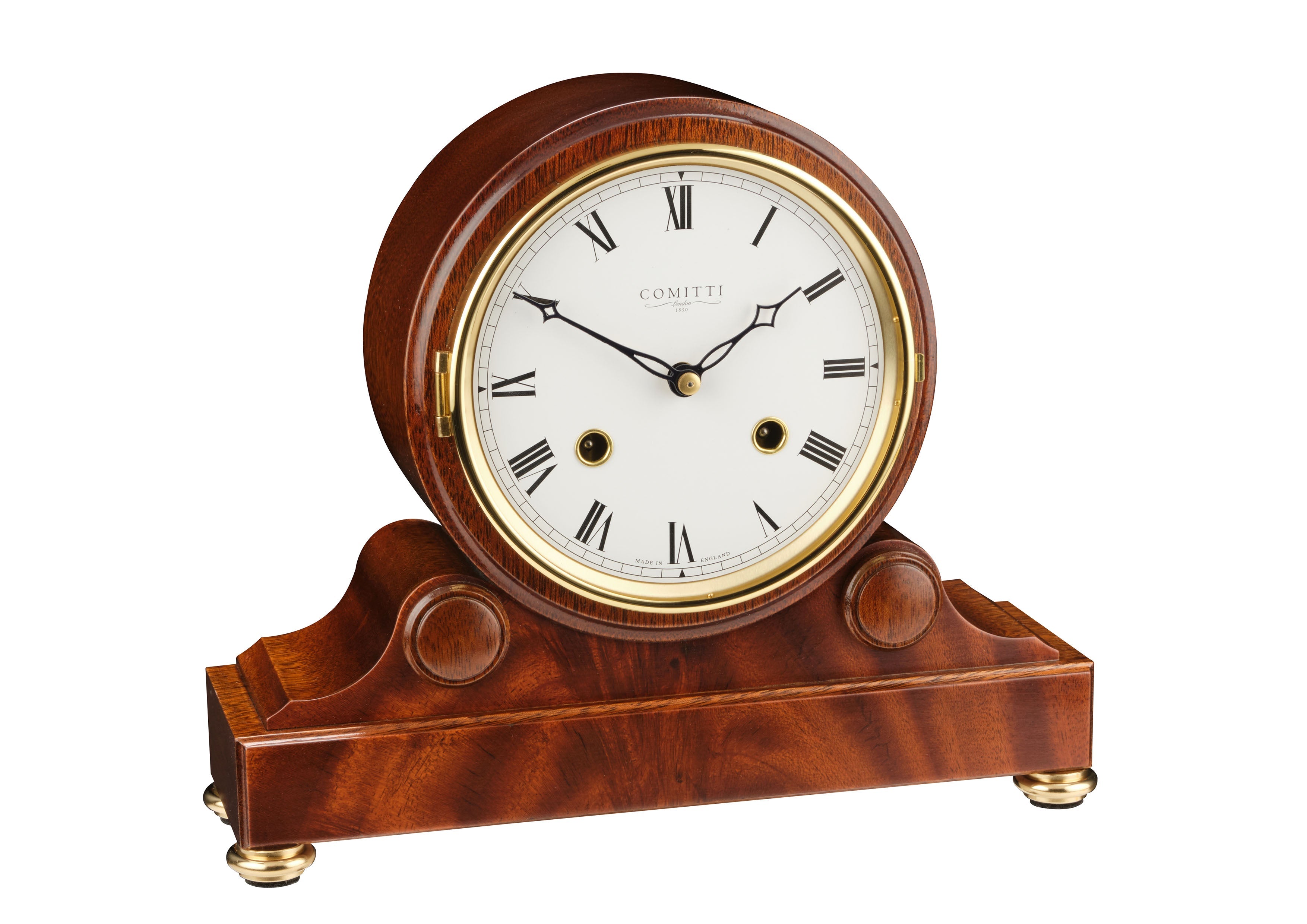 Comitti The Barrell Mantel Clock – Mahogany, Bell Strike – product view 6