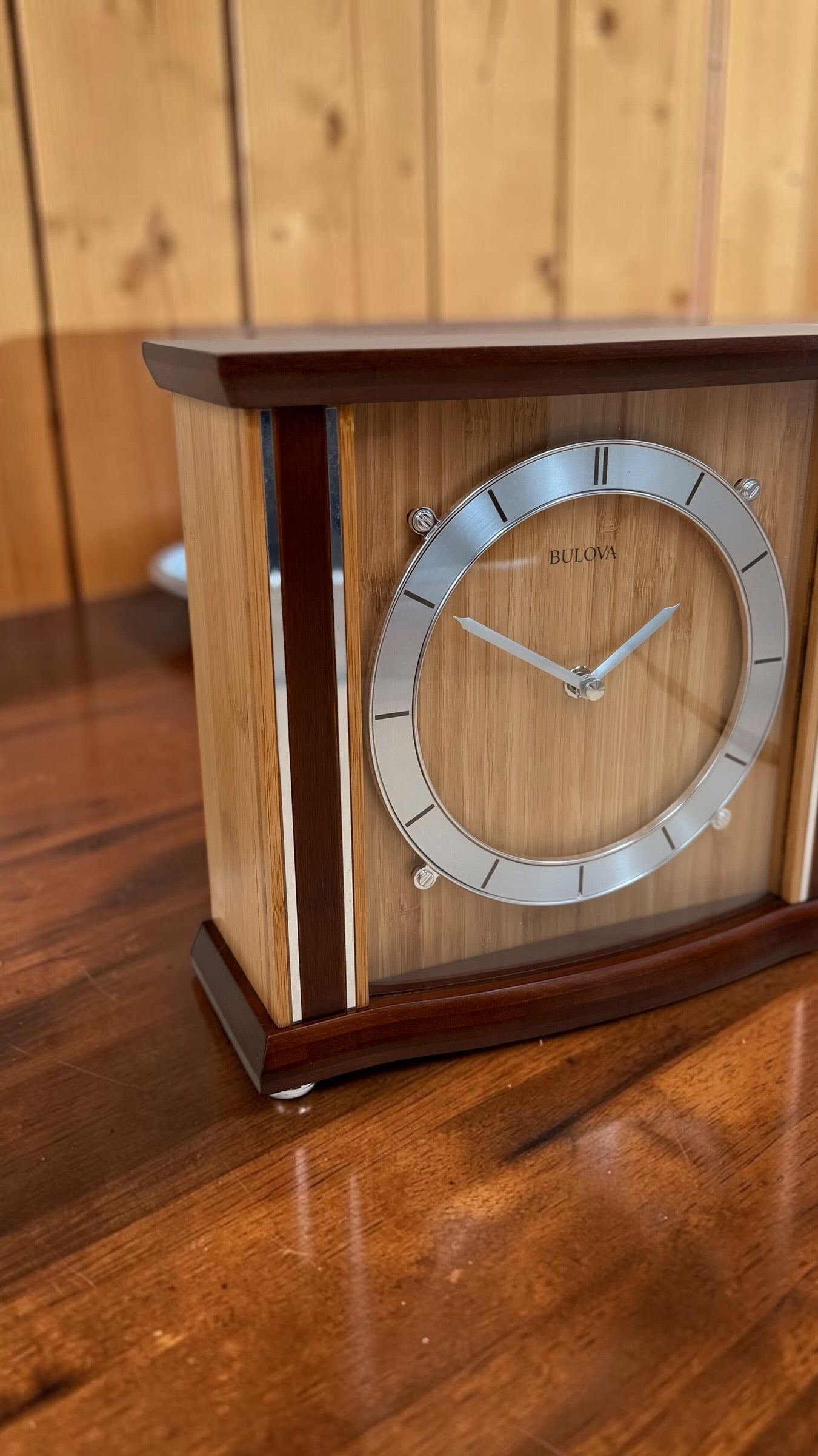 Bulova Bamboo Wood Mantel Clock – detail image 4