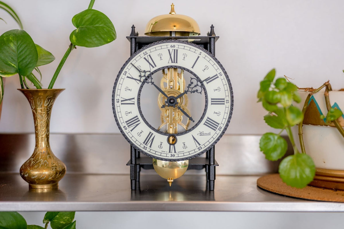 Galahad II skeleton table clock lifestyle photo