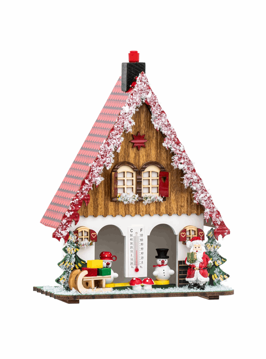Trenkle Holly Christmas Weather House with Thermometer