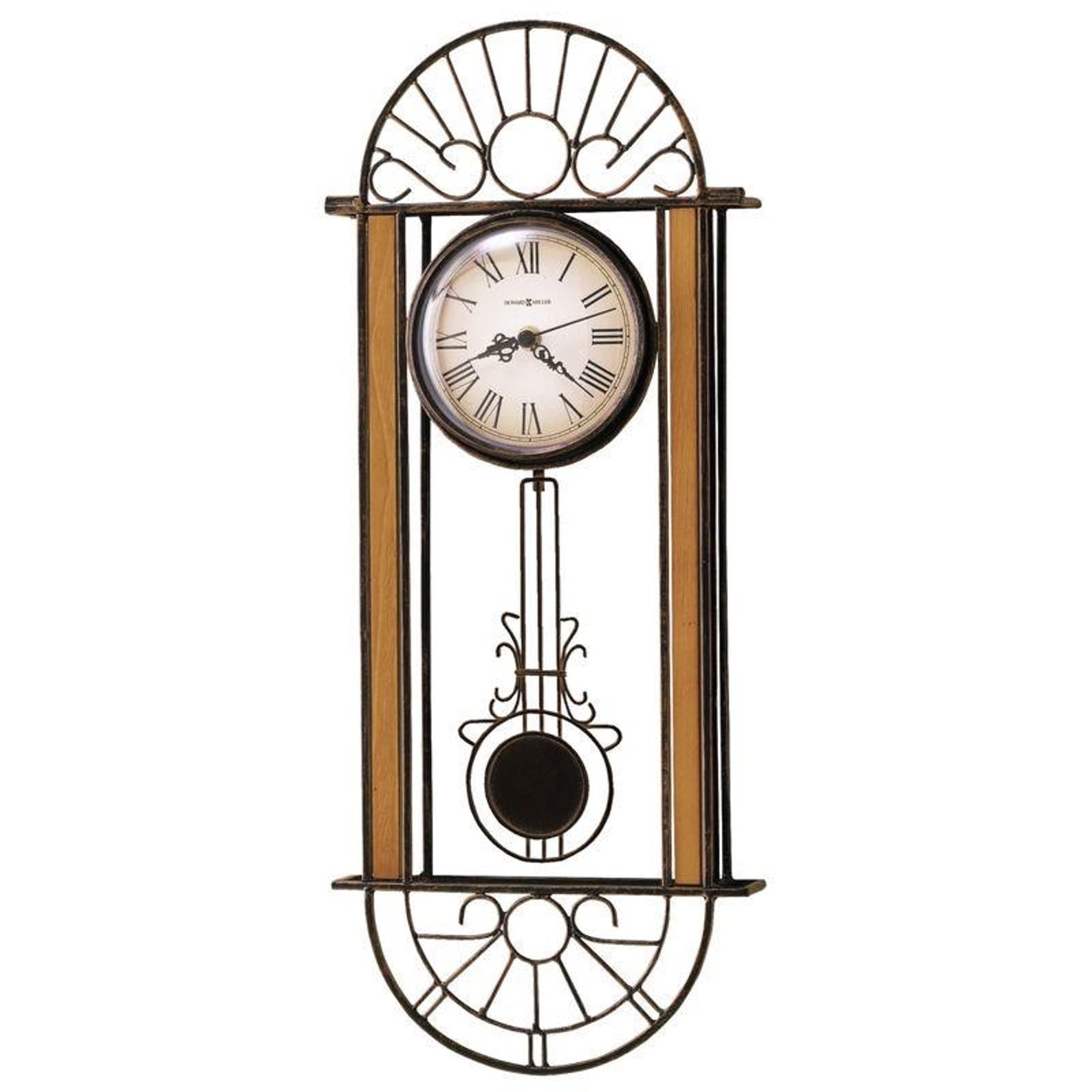 Howard Miller Devahn Wall Clock – Antique Bronze Wrought Iron Pendulum (625-241)