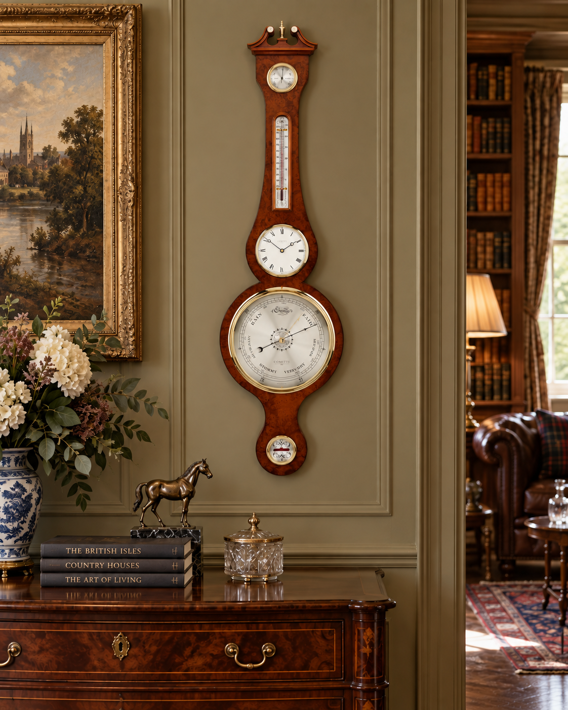 The Regency Banjo Barometer with Clock