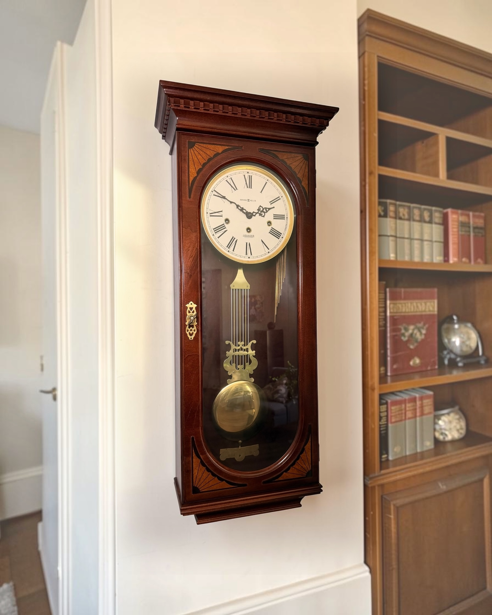 Howard Miller Lewis Triple Chime Wall Clock | Hermle Mechanical Movement | Ambassador Collection | Like New