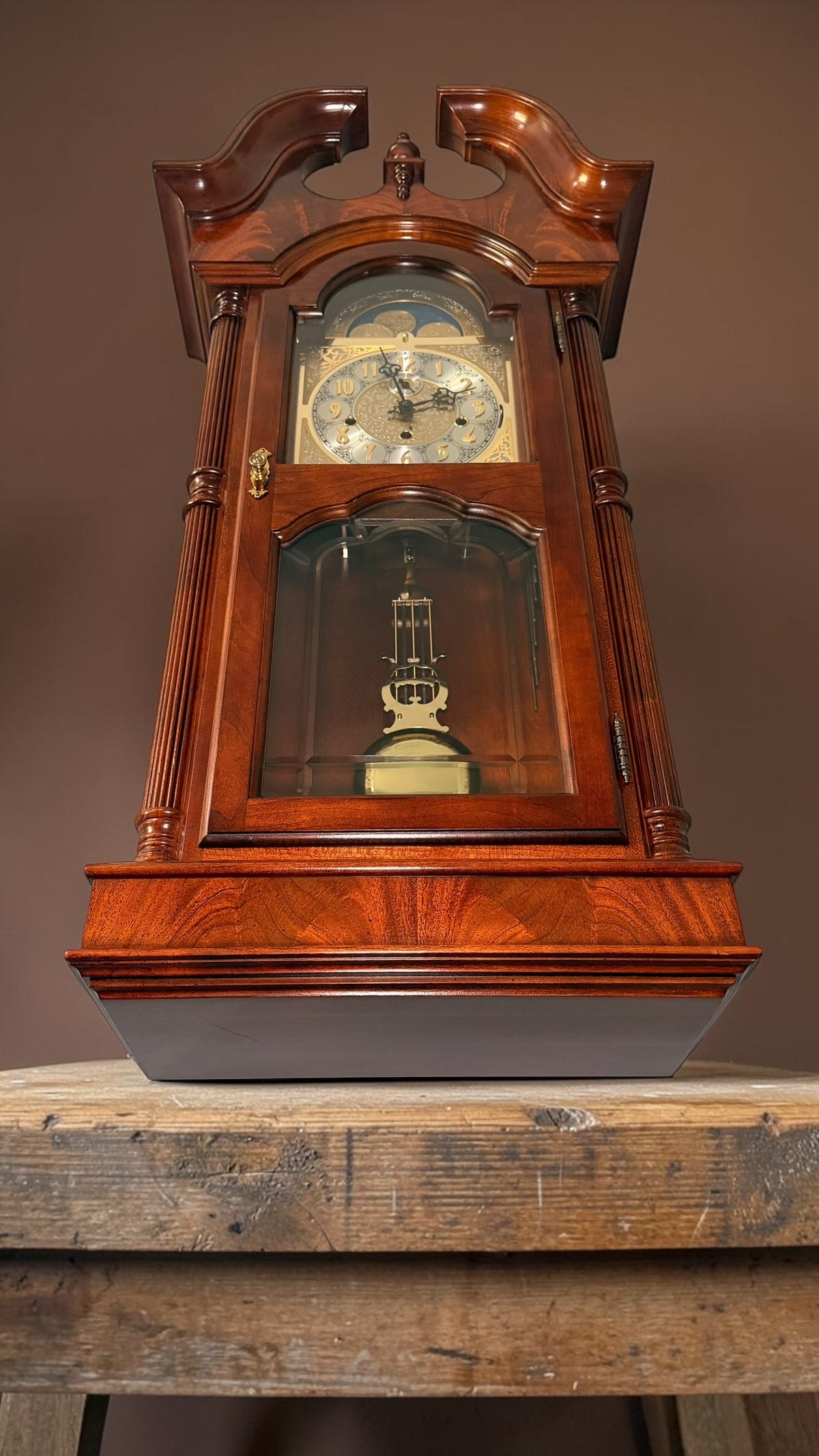 Sligh Legacy Series Triple-Chime Wall Clock Moon Dial Hermle 1051-030 – detail view 10