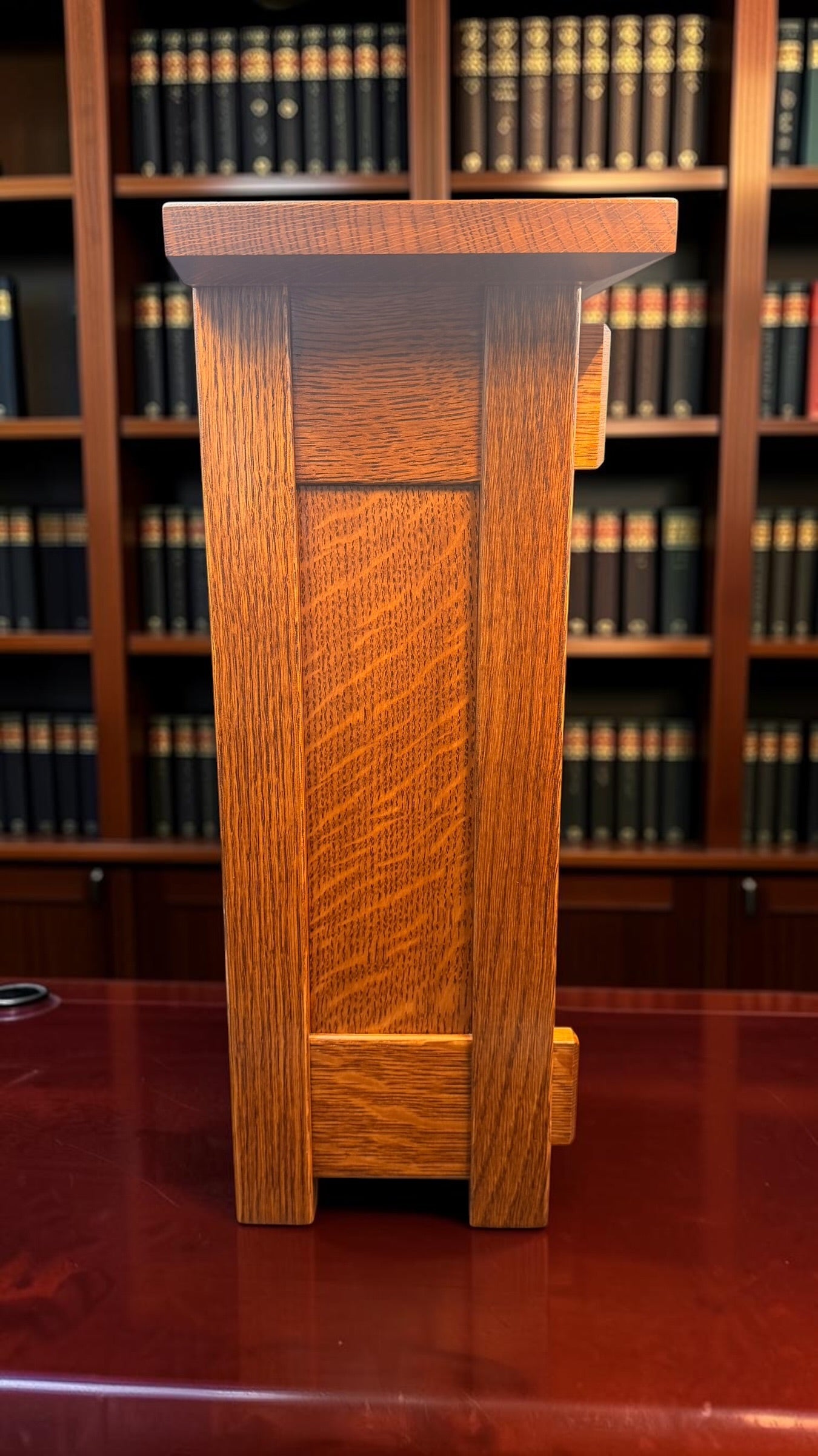 Handcrafted Mission Quarter-Sawn White Oak Mantel Clock by LaVern Bontrager – Westminster Chime – Beveled Glass